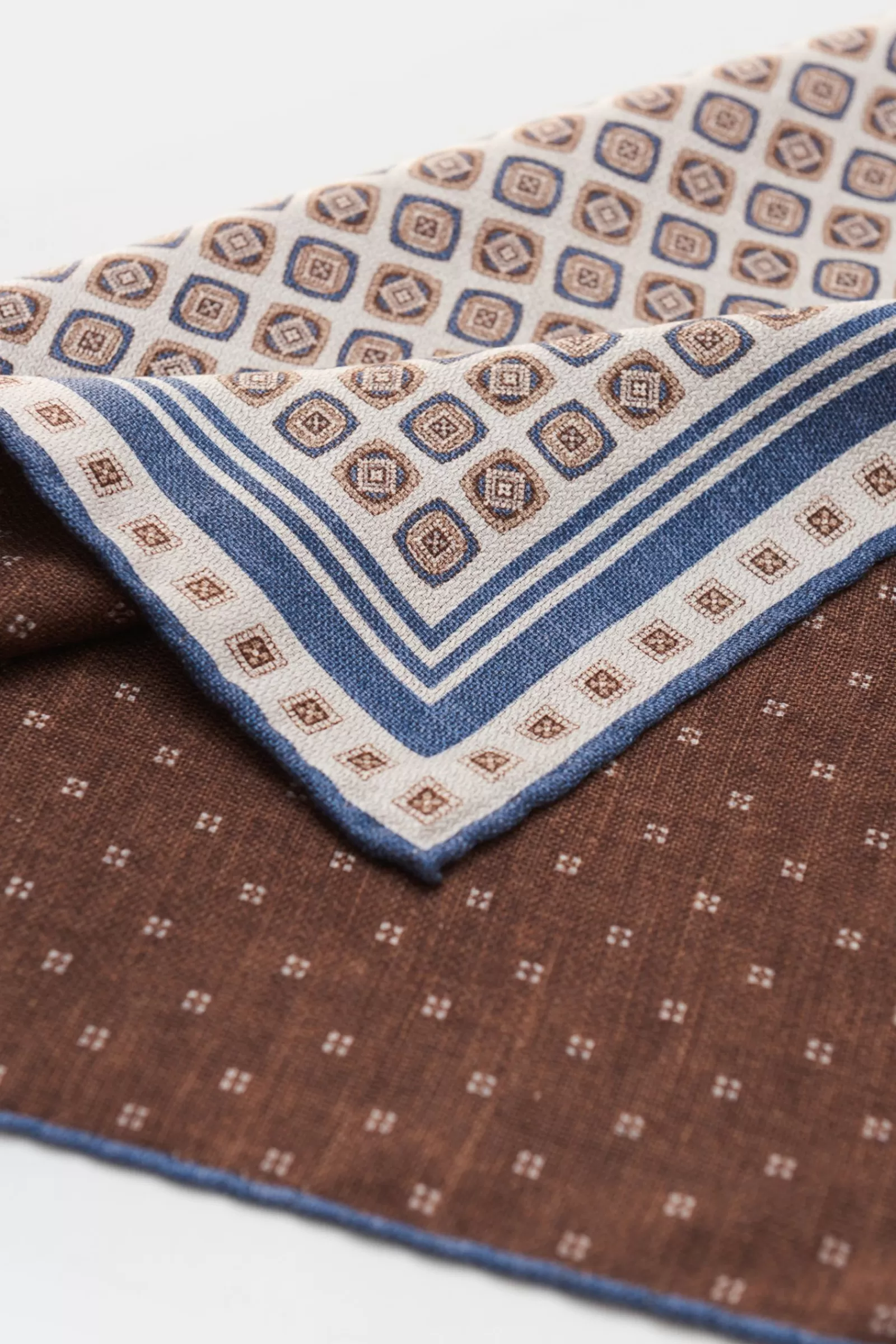 Pocket Square Cream/Grey-Blue Patterned^Brunello Cucinelli New