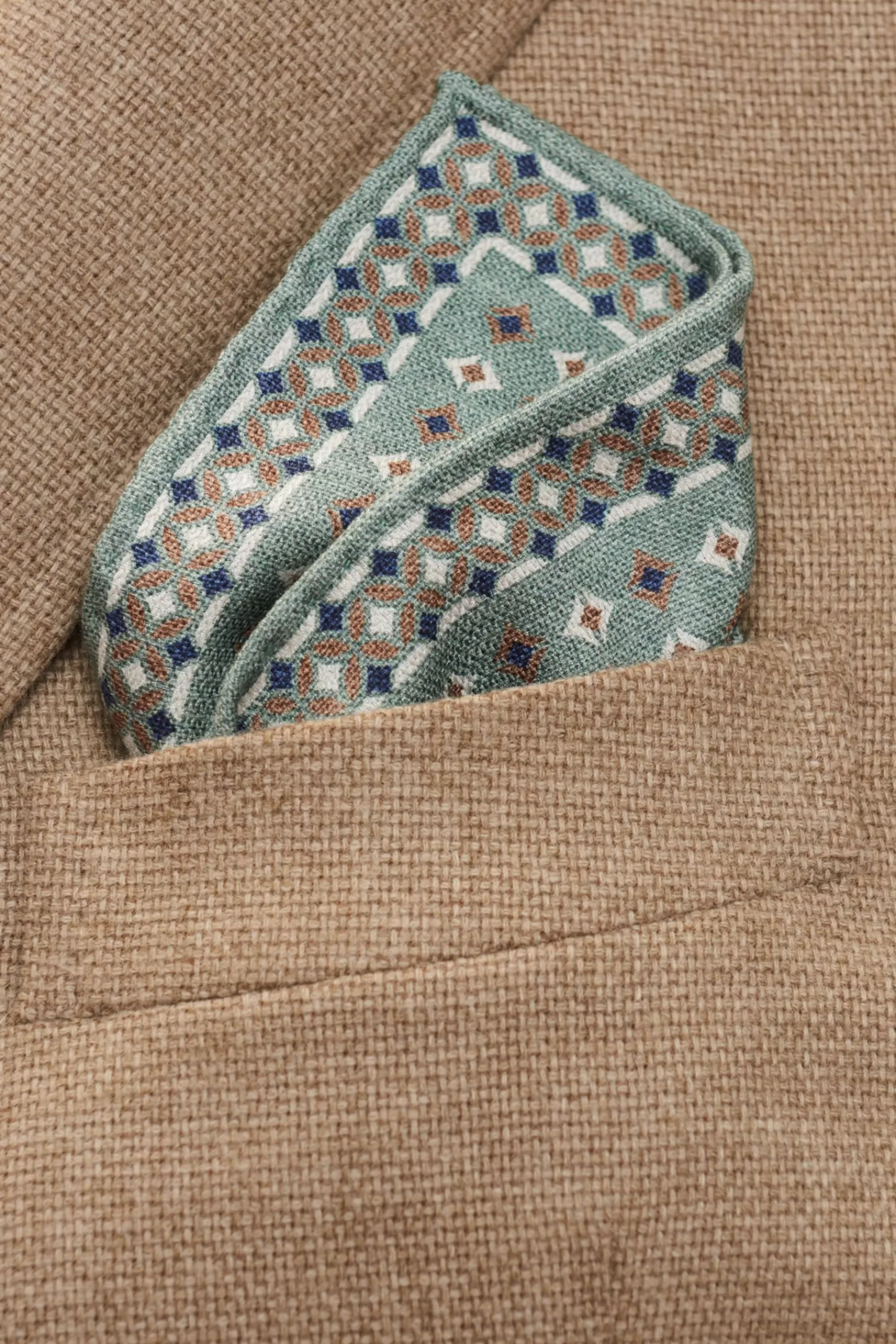 Pocket Square Pastel Green/Cream Patterned^Brunello Cucinelli Discount