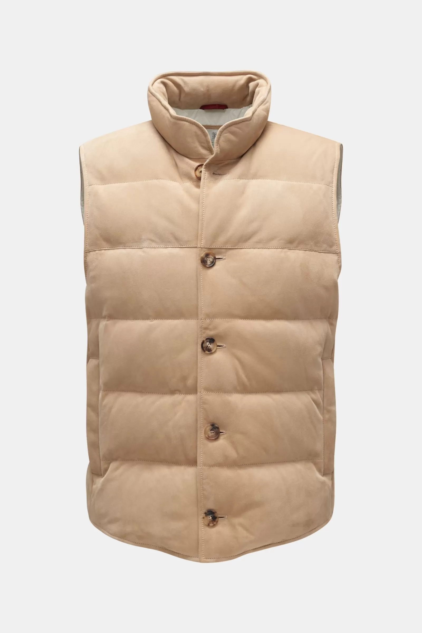 Veloursleder-Daunenweste Hellbraun>Brunello Cucinelli Outlet