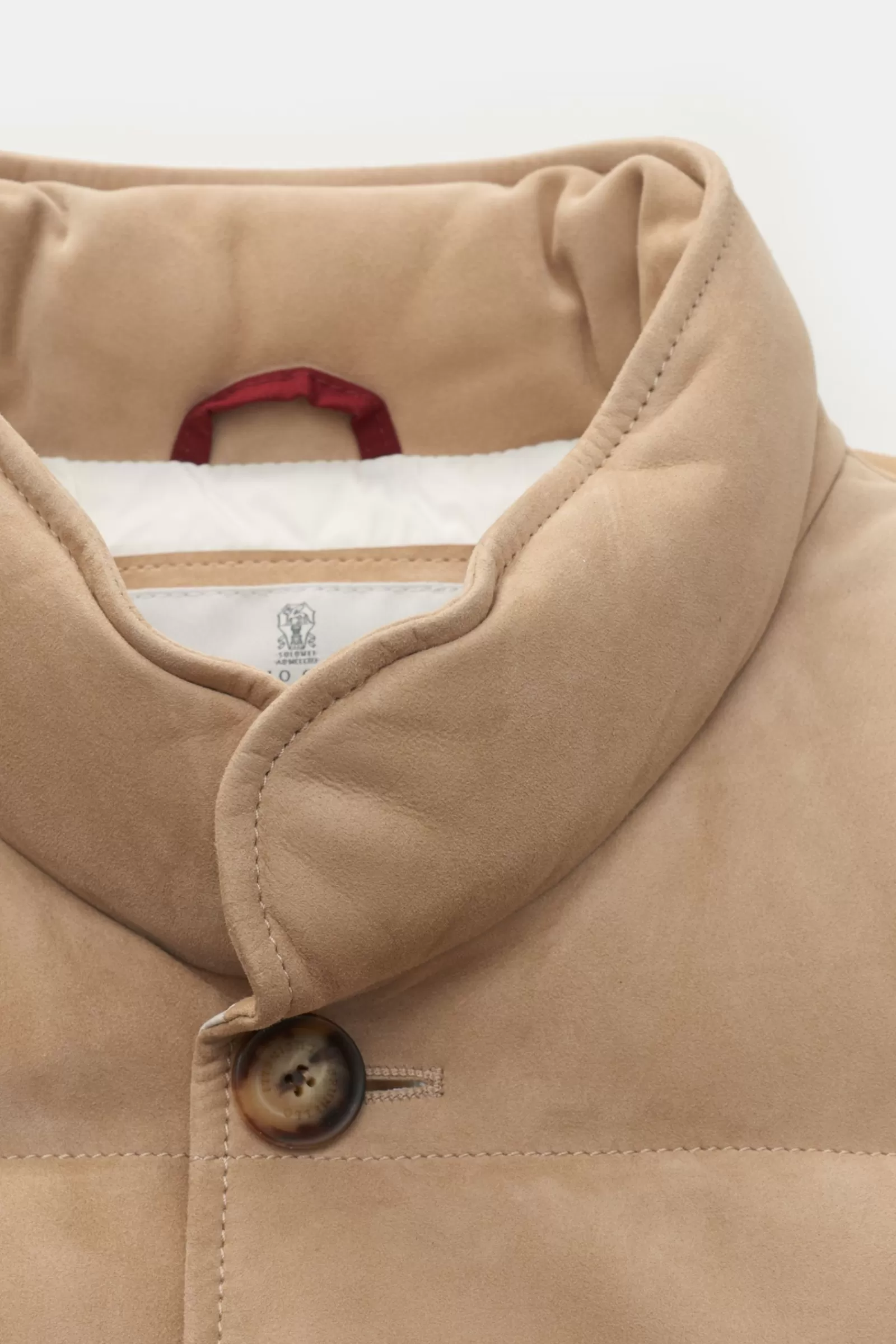 Veloursleder-Daunenweste Hellbraun>Brunello Cucinelli Outlet