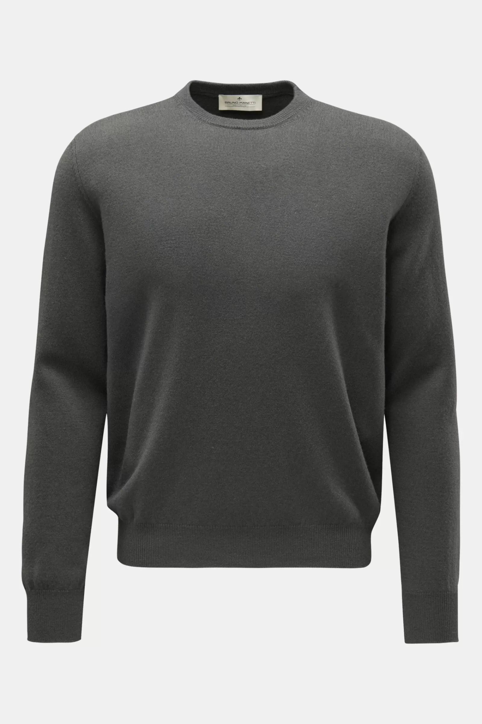 Cashmere Crew Neck Jumper Grey-Green^Bruno Manetti Fashion