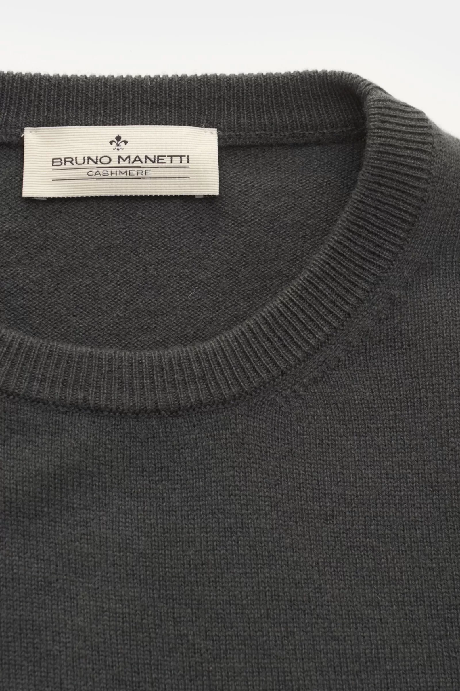 Cashmere Crew Neck Jumper Grey-Green^Bruno Manetti Fashion