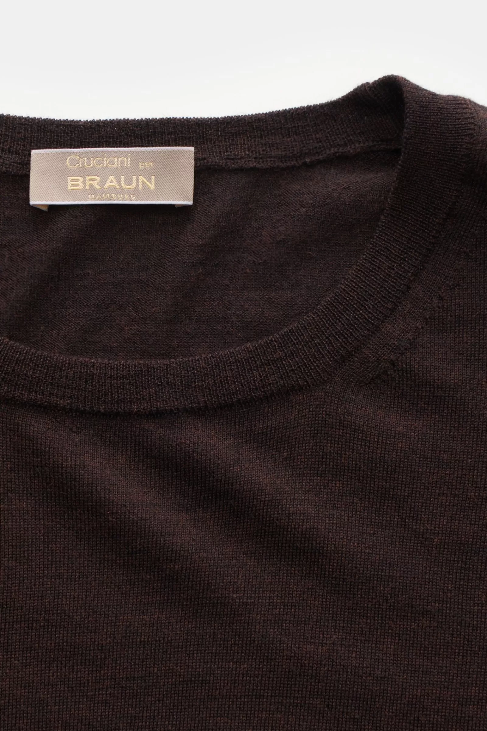 Fine Knit Crew Neck Jumper 'Girocollo' Dark Brown^Cruciani Outlet