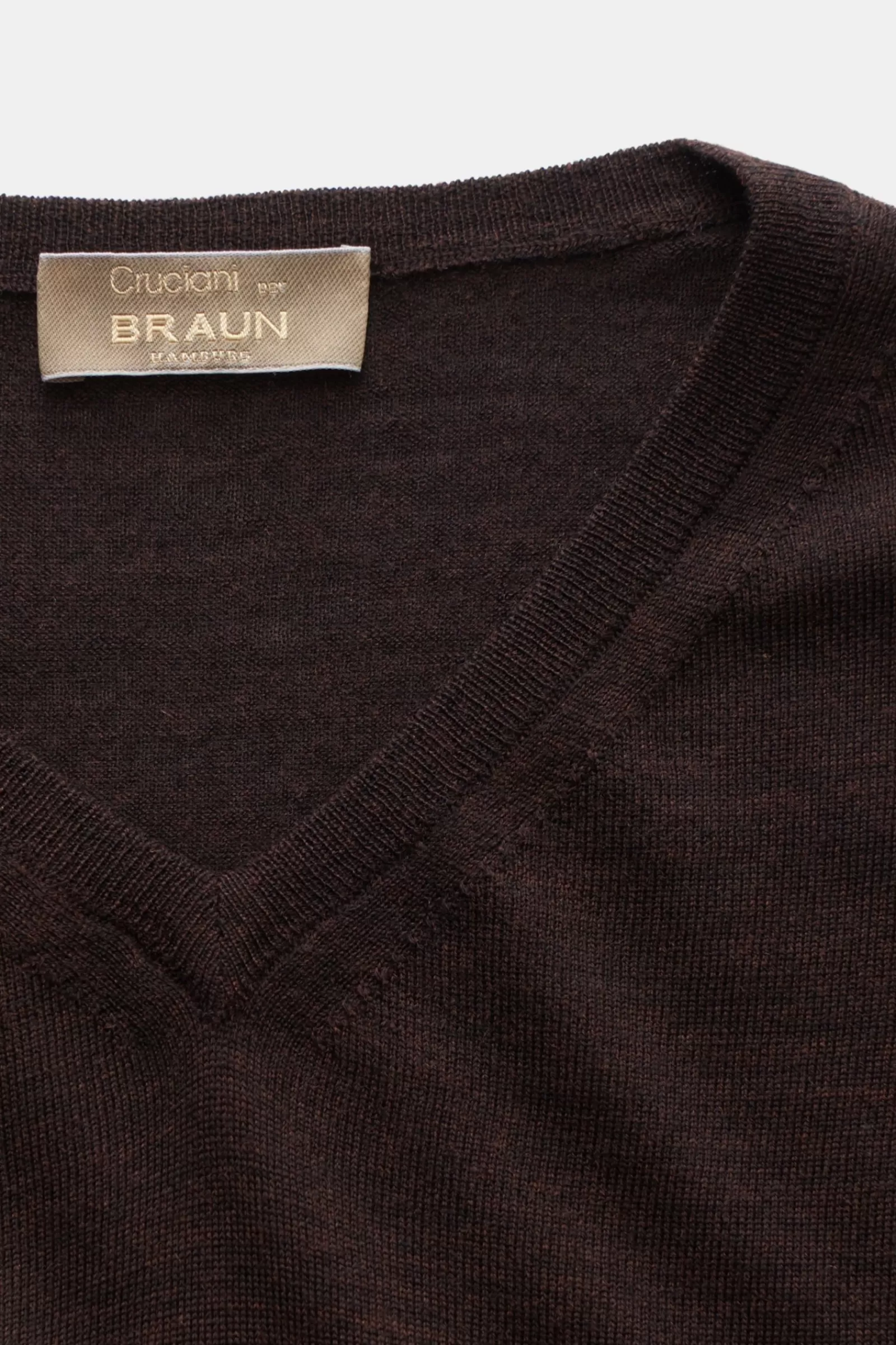 Fine Knit V-Neck Jumper 'scollo' Dark Brown^Cruciani Discount