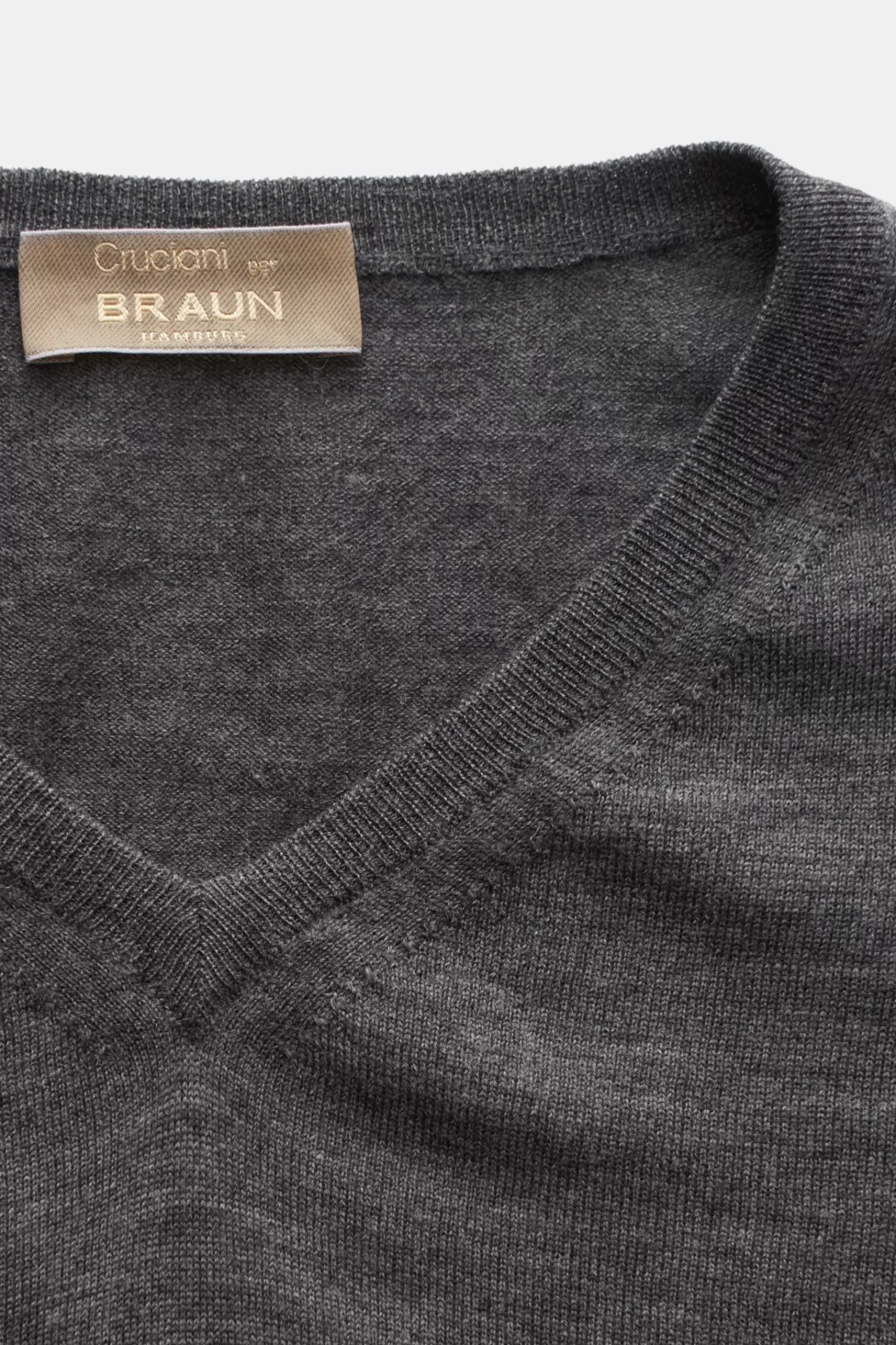 Fine Knit V-Neck Jumper 'scollo' Grey^Cruciani Flash Sale