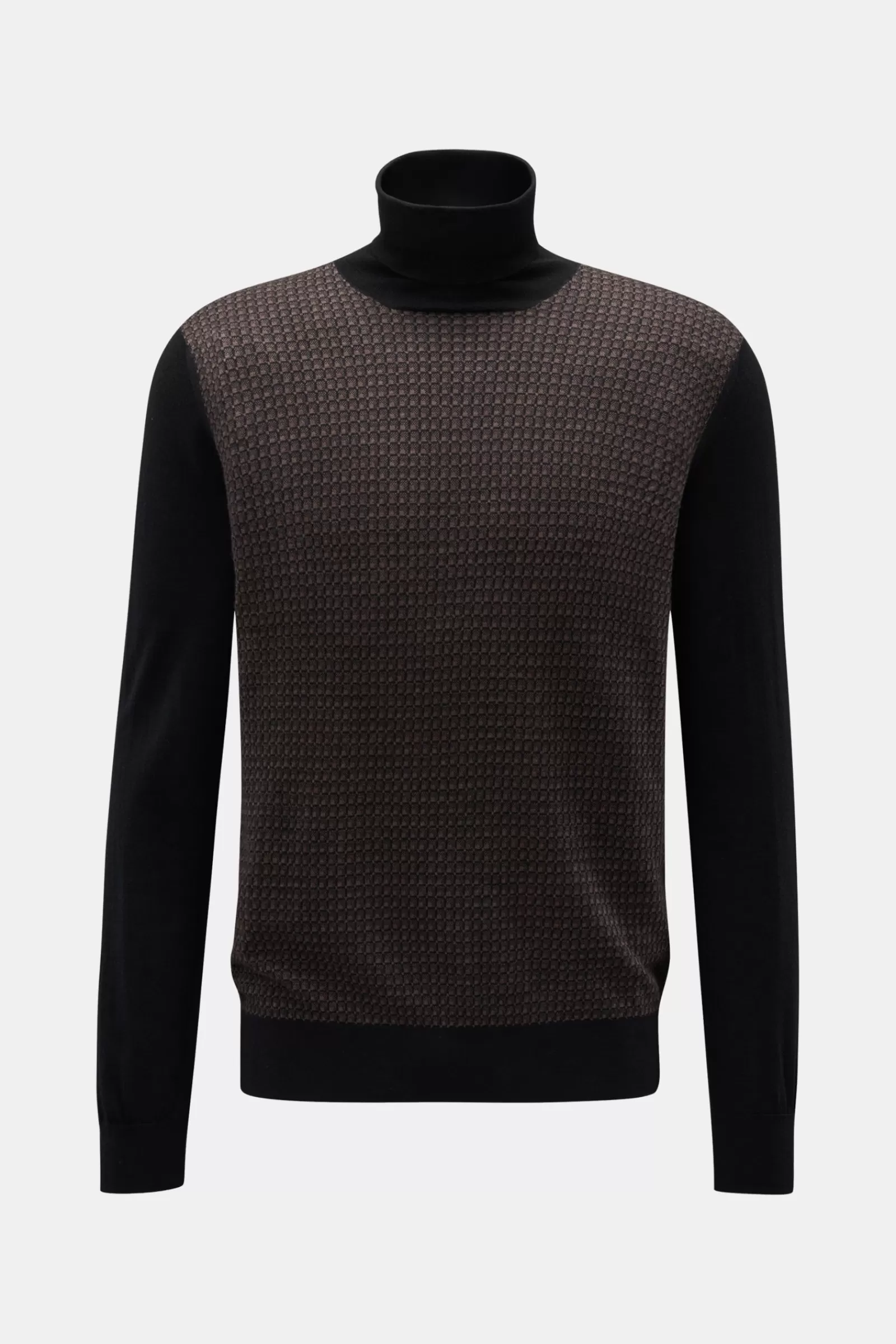 Turtleneck Jumper Black/Grey-Brown Patterned^Cruciani New