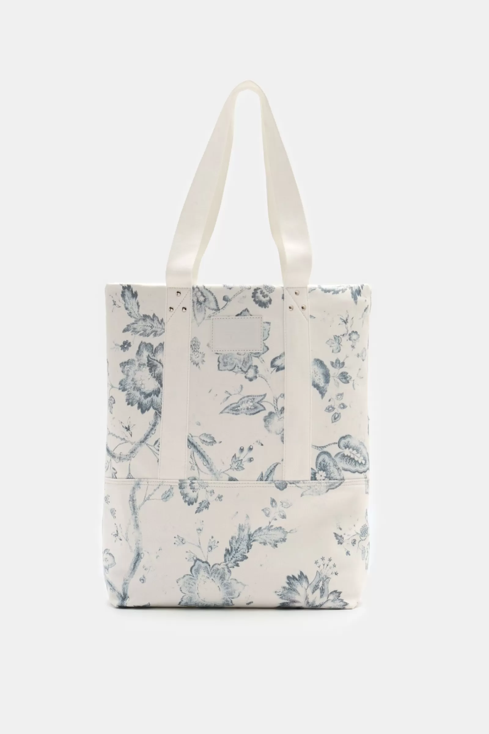 Denim Tote Bag White/Grey-Blue Patterned^Erdem Best