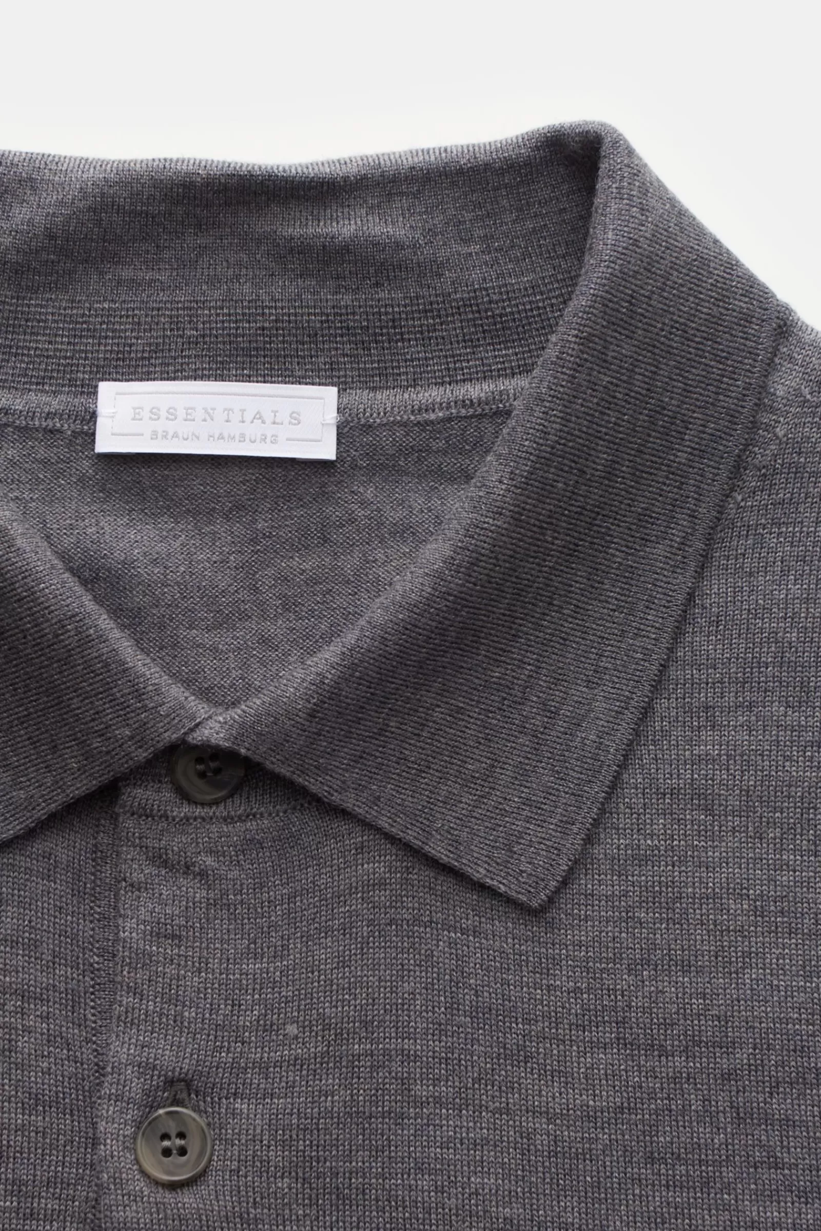 Essentials Merino Knit Polo Dark Grey^* Clearance