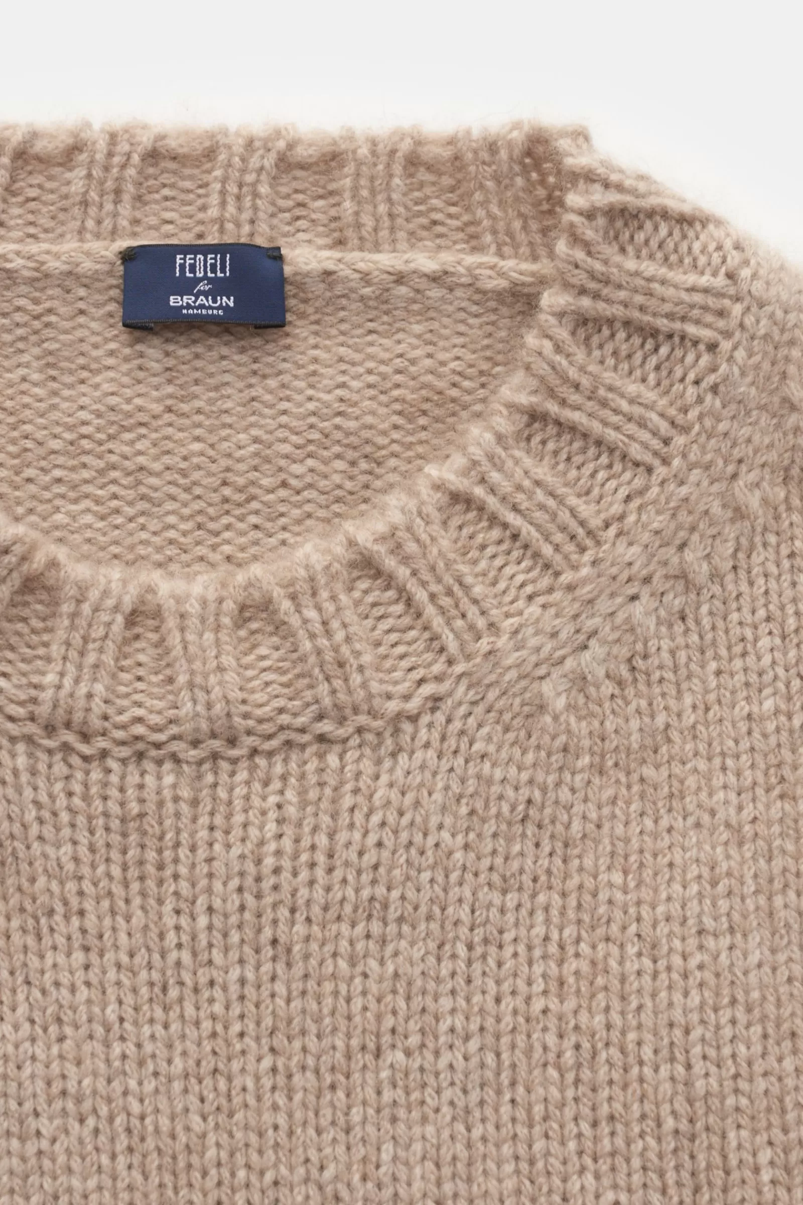 Cashmere Crew Neck Jumper Beige^Fedeli Fashion