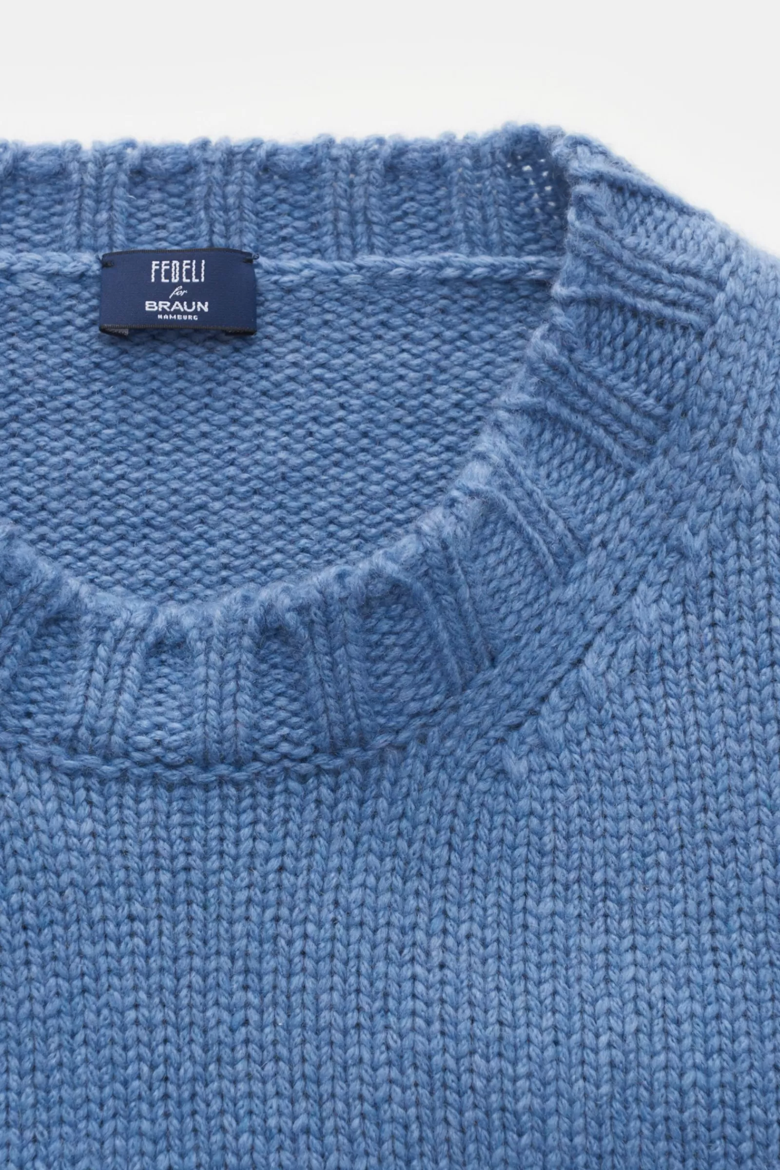 Cashmere Crew Neck Jumper Smoky Blue^Fedeli Best