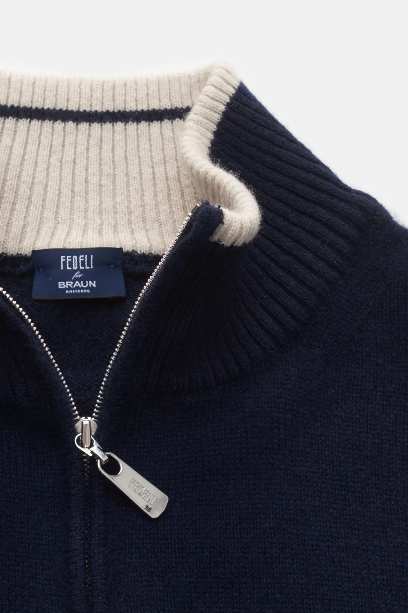 Cashmere Half-Zip Jumper 'Favonio' Navy^Fedeli Hot