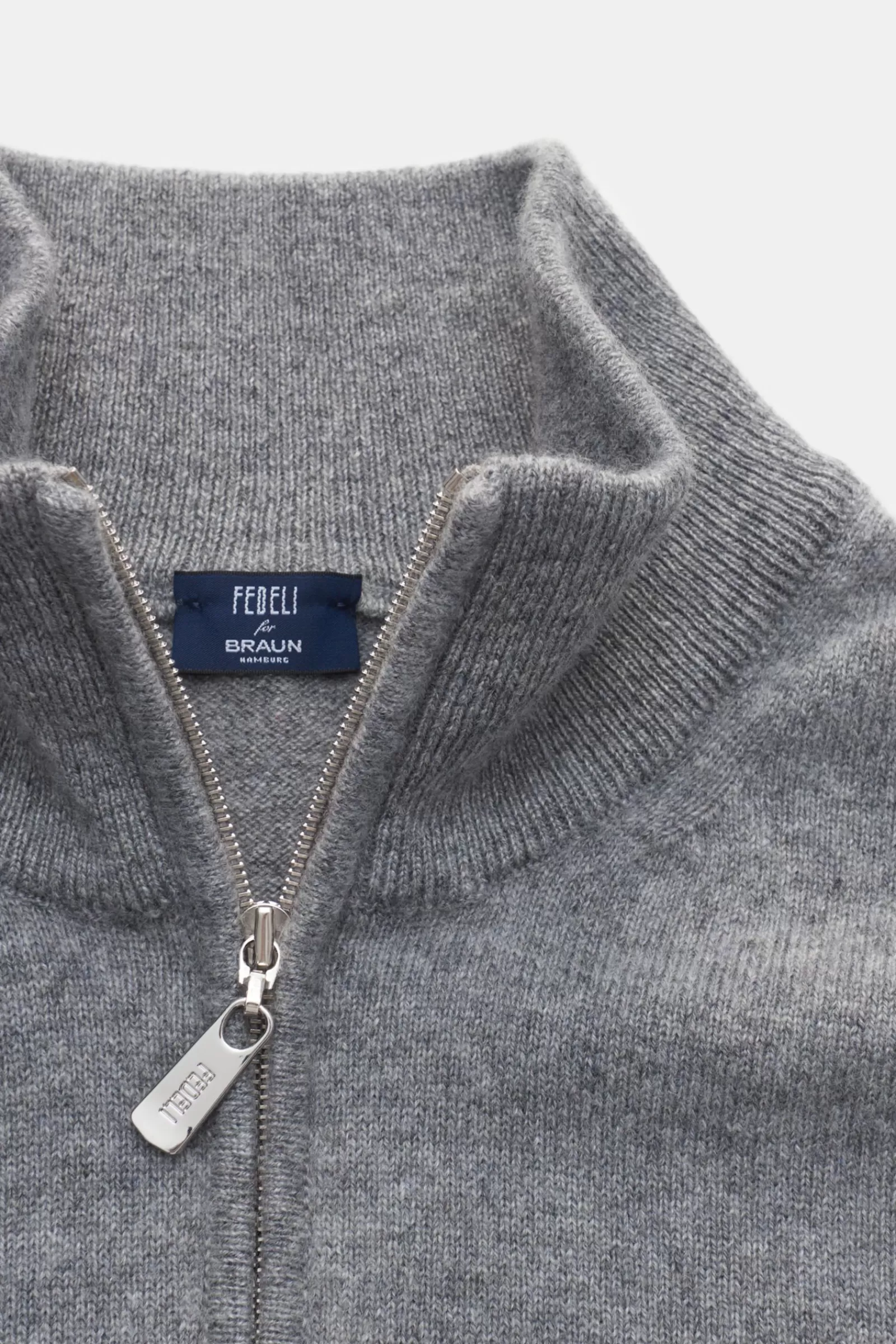 Cashmere Half-Zip Jumper 'Favonio Slim' Light Grey^Fedeli Outlet