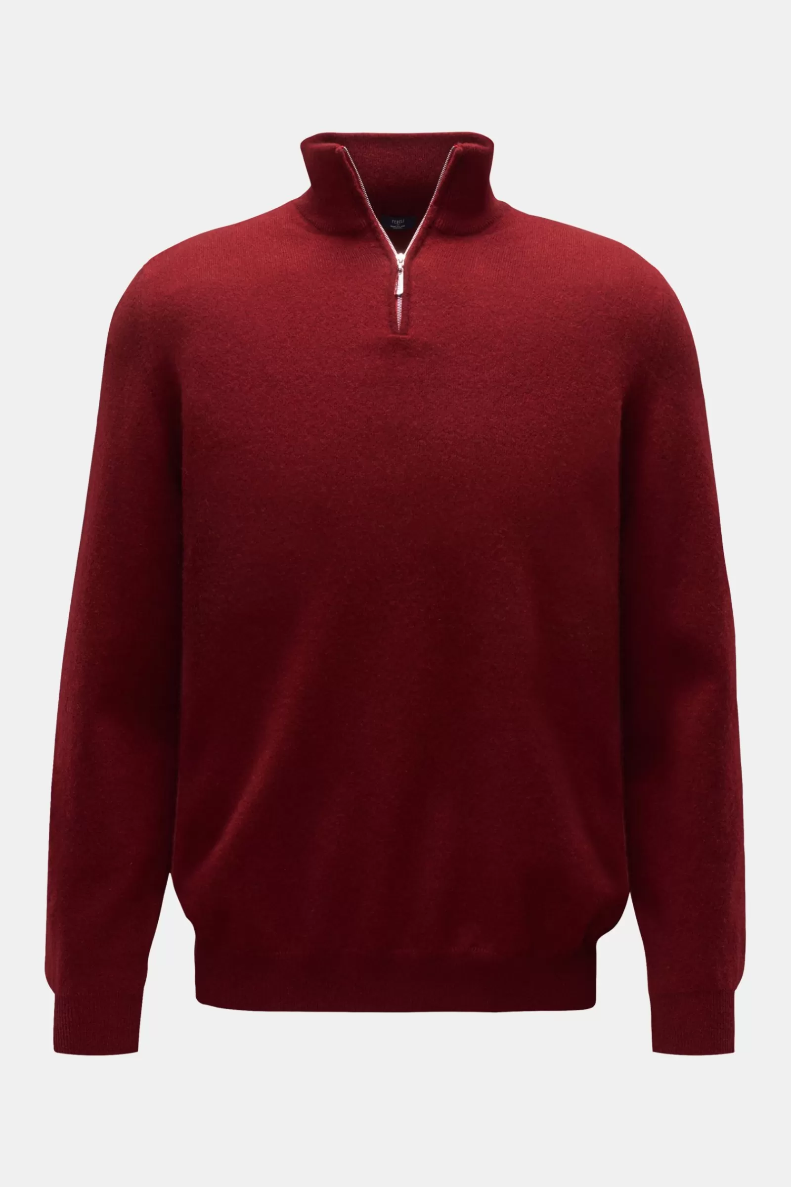 Cashmere Half-Zip Jumper 'Favonio Slim' Red^Fedeli New