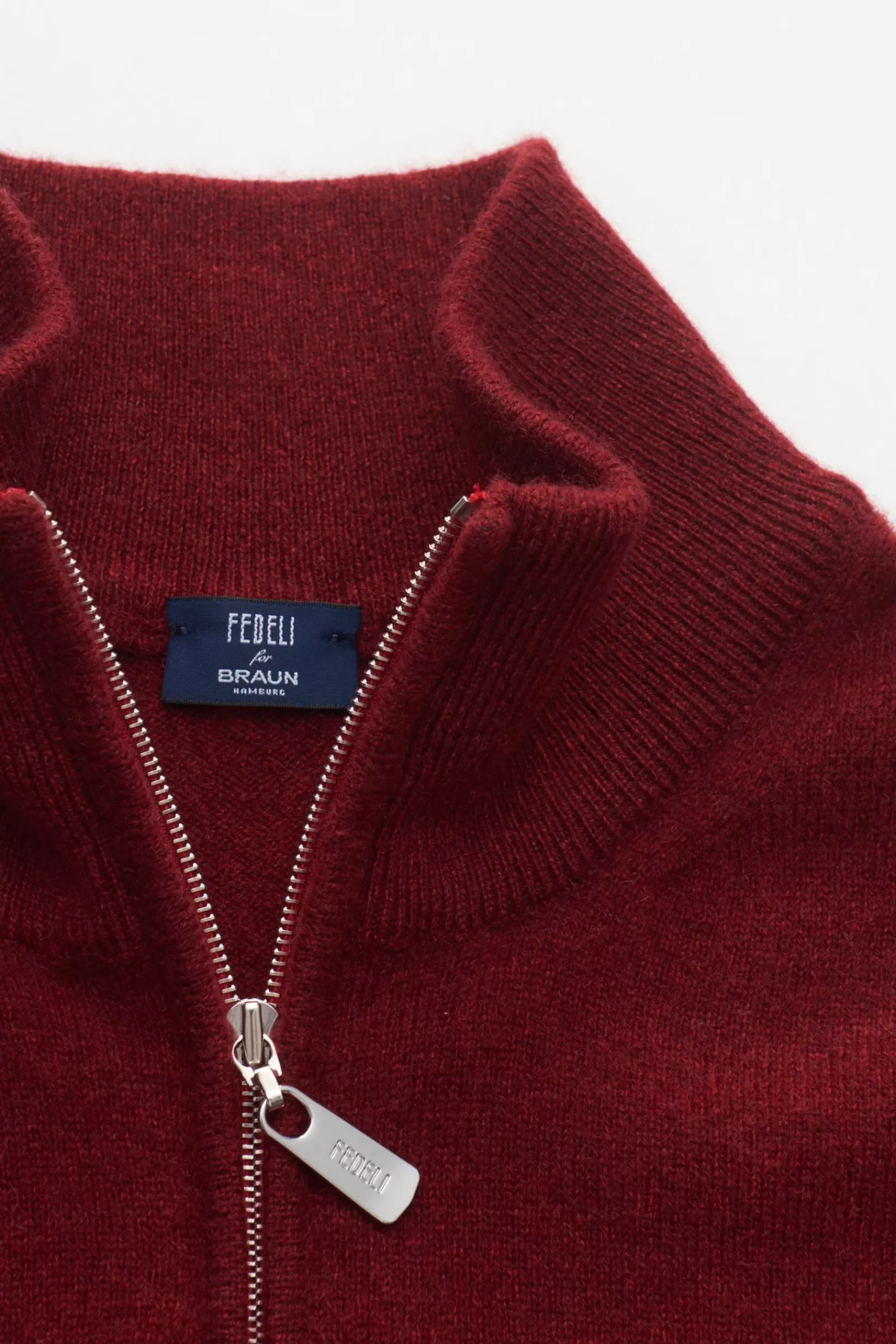 Cashmere Half-Zip Jumper 'Favonio Slim' Red^Fedeli New