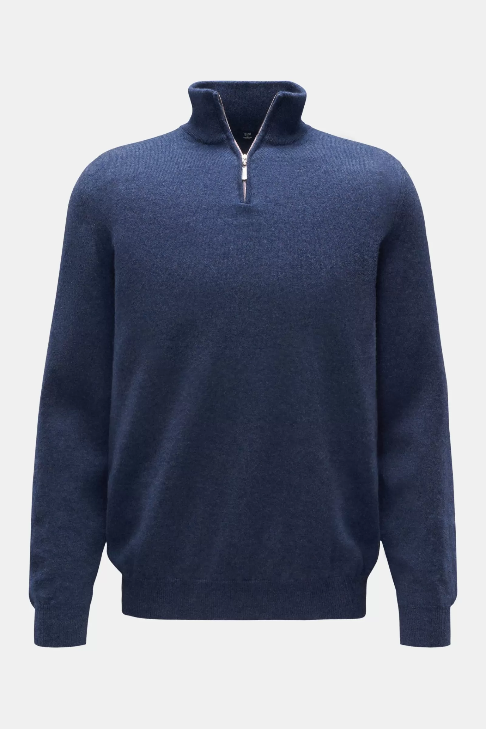 Cashmere Half-Zip Jumper 'Favonio Slim' Smoky Blue^Fedeli Outlet