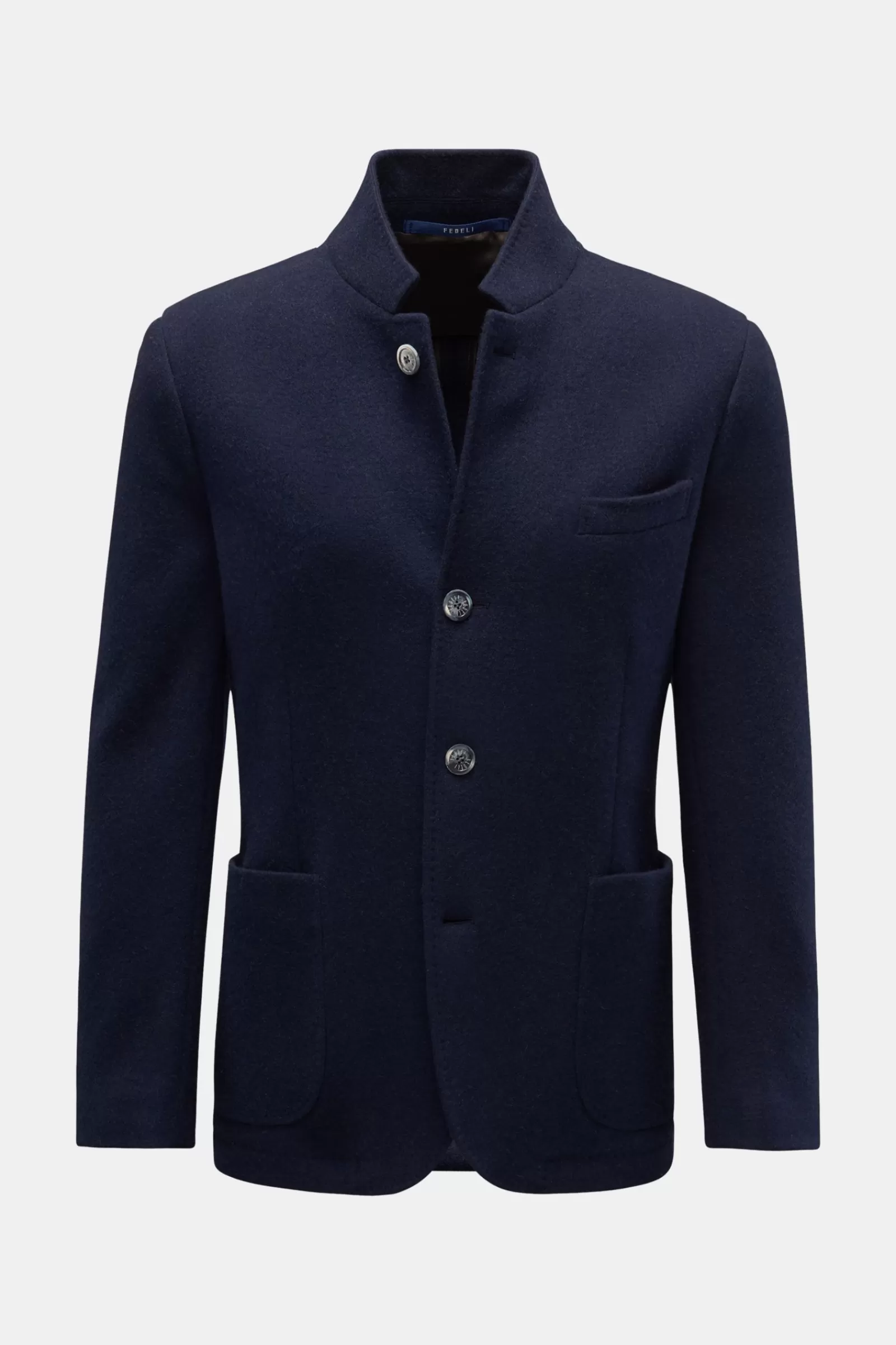 Cashmere Jersey Jacket 'Damon' Navy>Fedeli Outlet