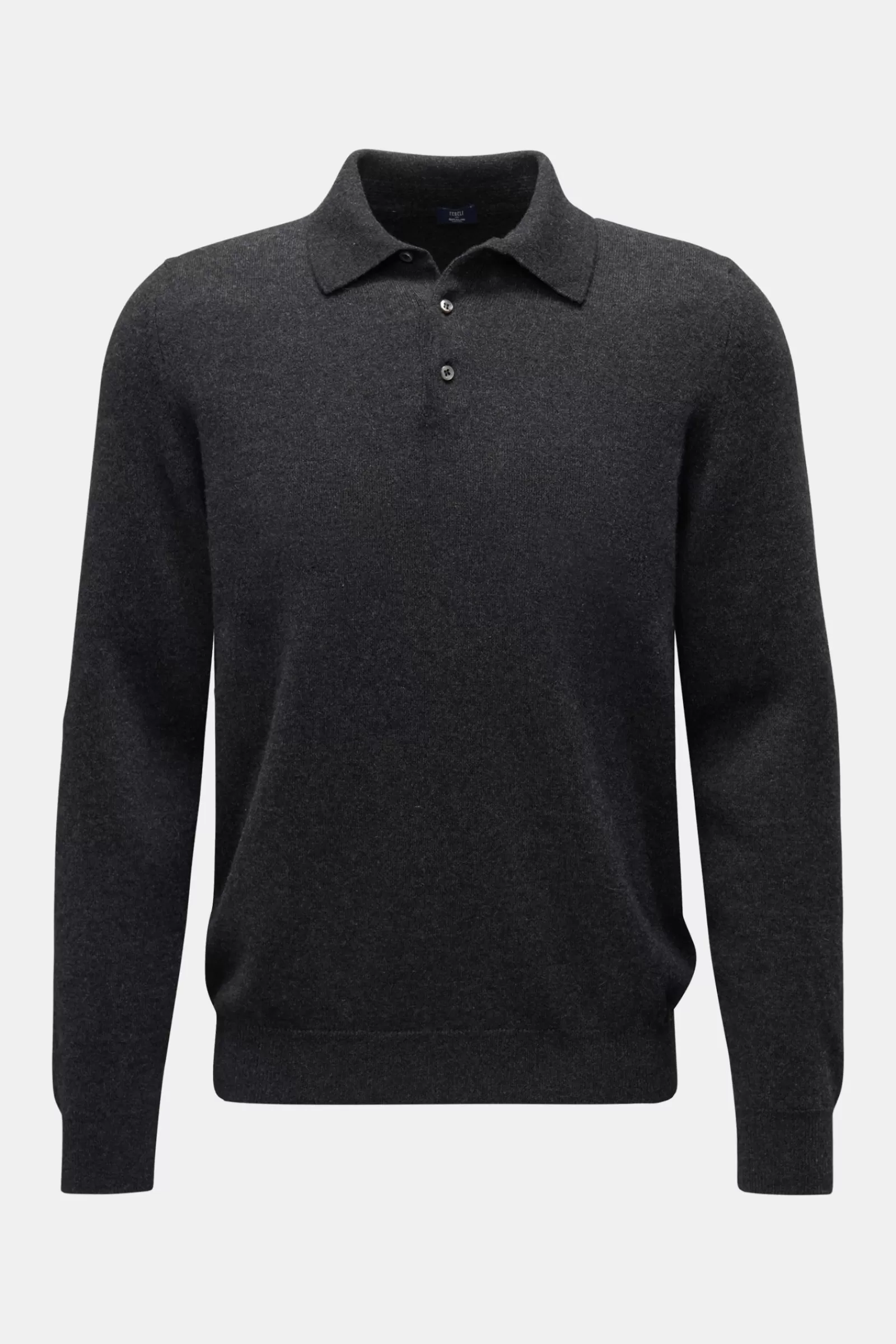 Cashmere Knit Polo 'sportman' Dark Grey^Fedeli Store