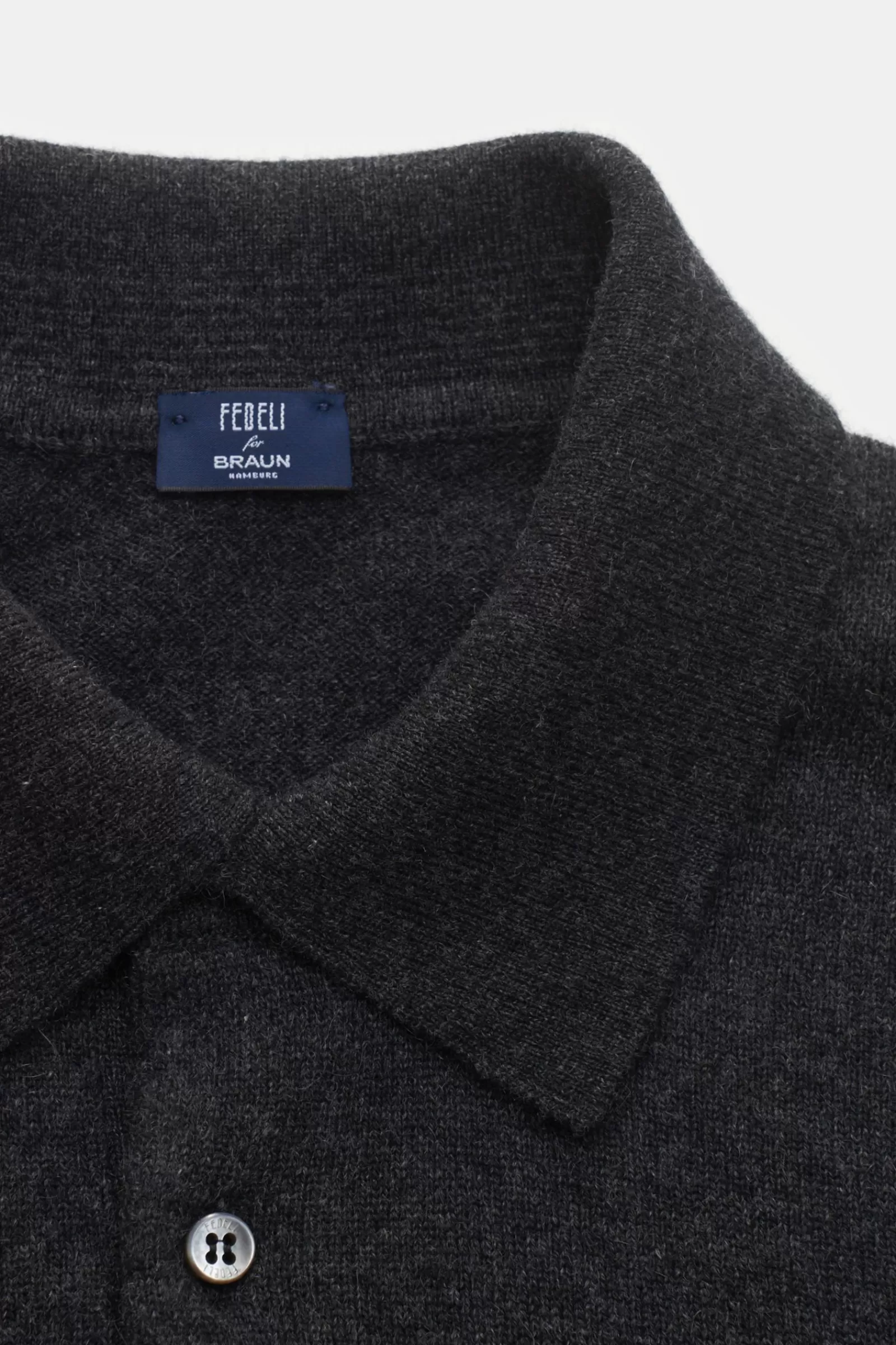 Cashmere Knit Polo 'sportman' Dark Grey^Fedeli Store