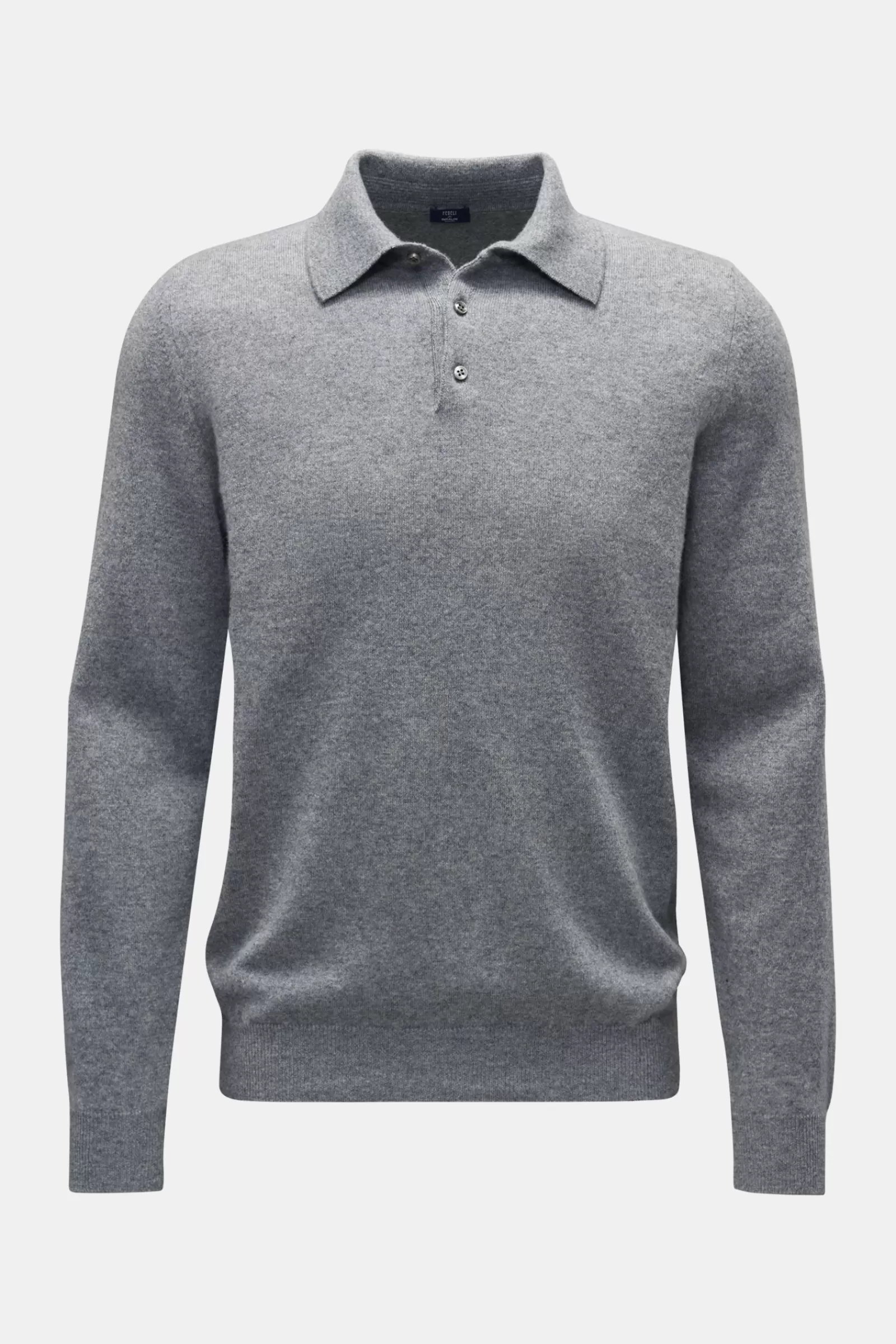 Cashmere Knit Polo 'sportman' Light Grey^Fedeli New