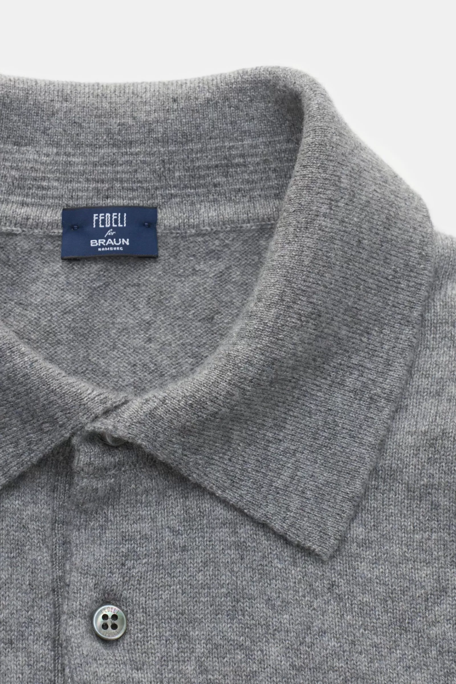 Cashmere Knit Polo 'sportman' Light Grey^Fedeli New