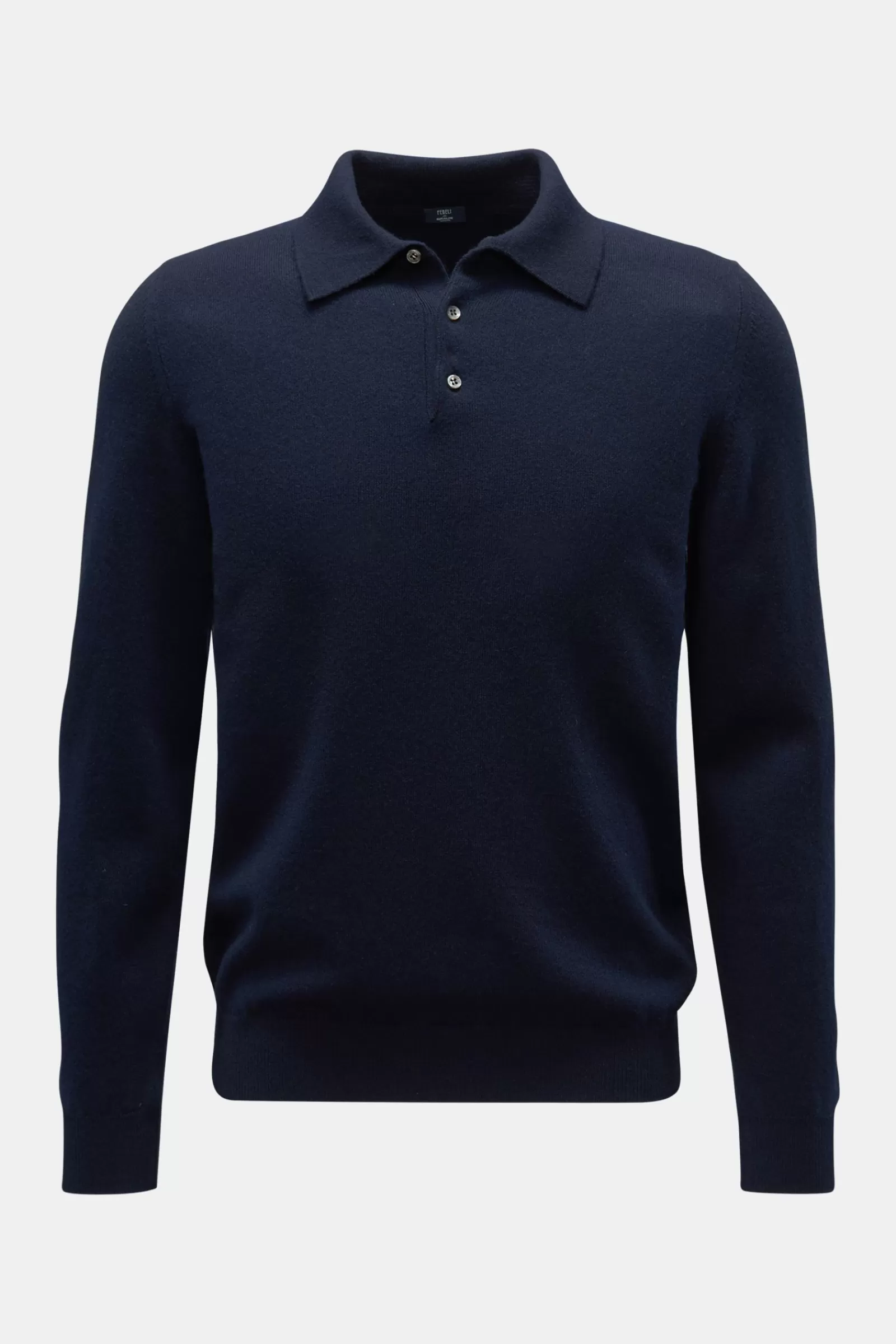 Cashmere Knit Polo 'sportman' Navy^Fedeli Fashion