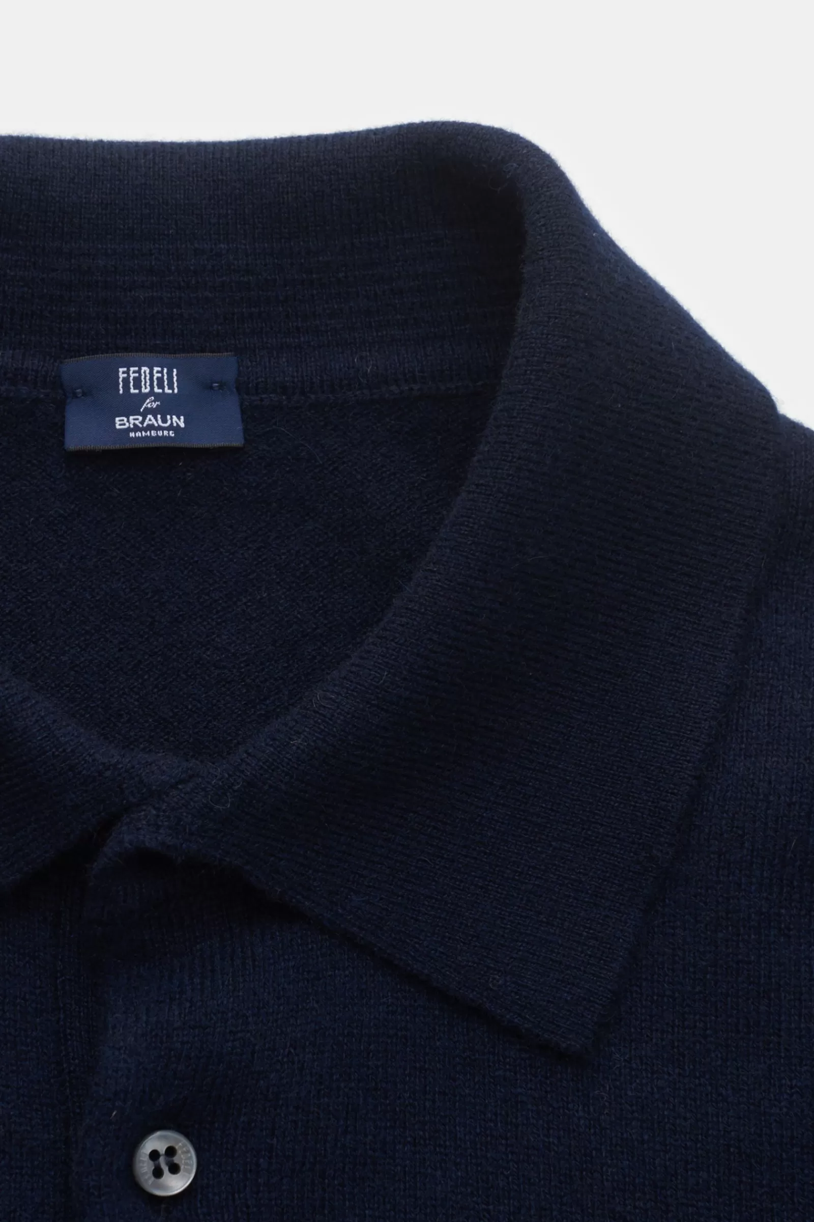 Cashmere Knit Polo 'sportman' Navy^Fedeli Fashion