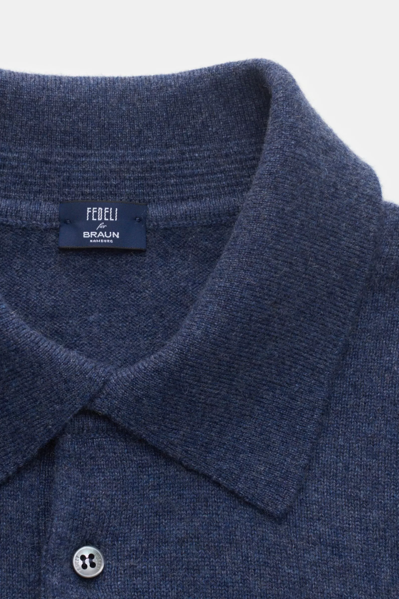 Cashmere Knit Polo 'sportman' Smoky Blue^Fedeli Discount