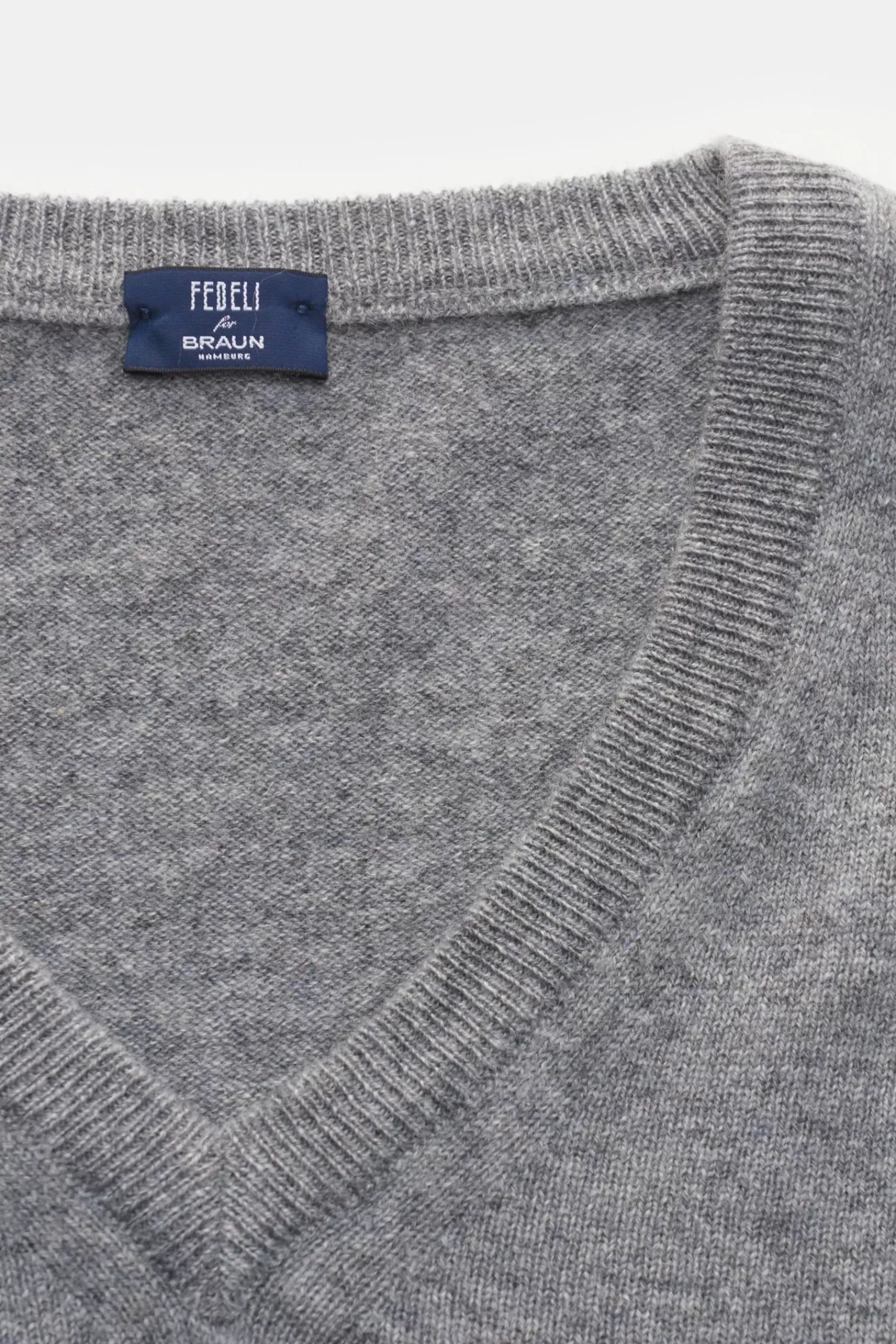 Cashmere V-Neck Jumper Grey^Fedeli Cheap