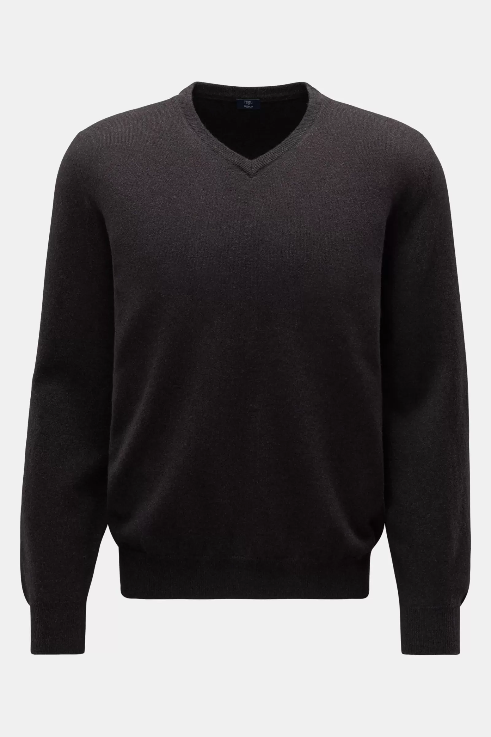 Cashmere V-Neck Jumper 'Pull Slim' Dark Brown^Fedeli Discount