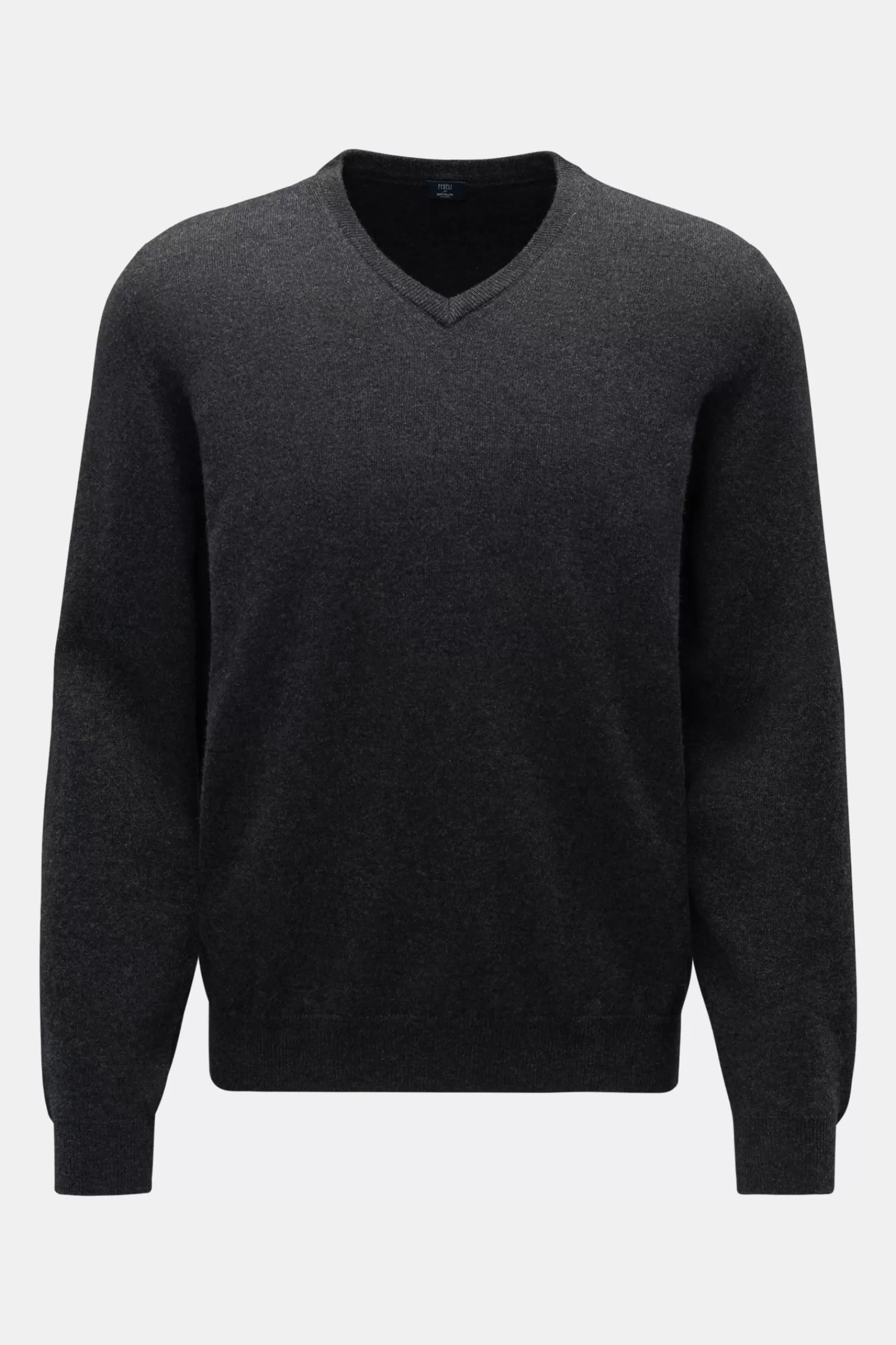 Cashmere V-Neck Jumper 'Pull Slim' Dark Grey^Fedeli Store