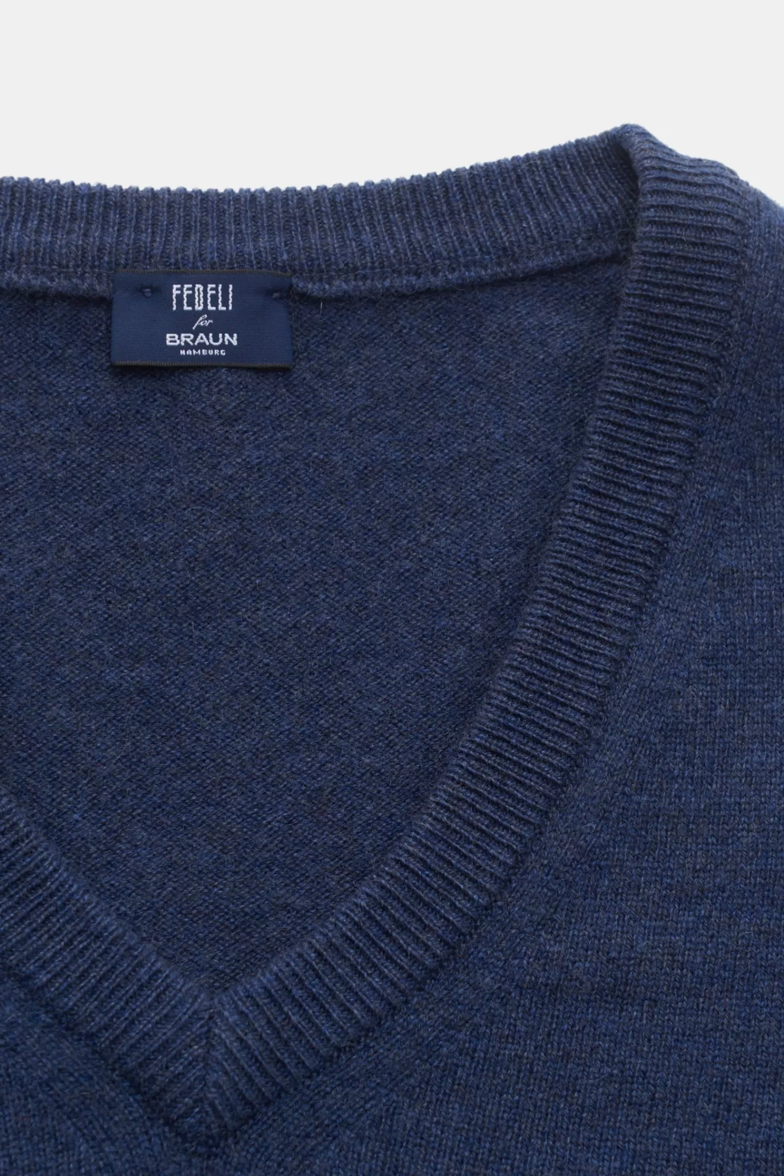 Cashmere V-Neck Jumper 'Pull Slim' Smoky Blue^Fedeli Best Sale