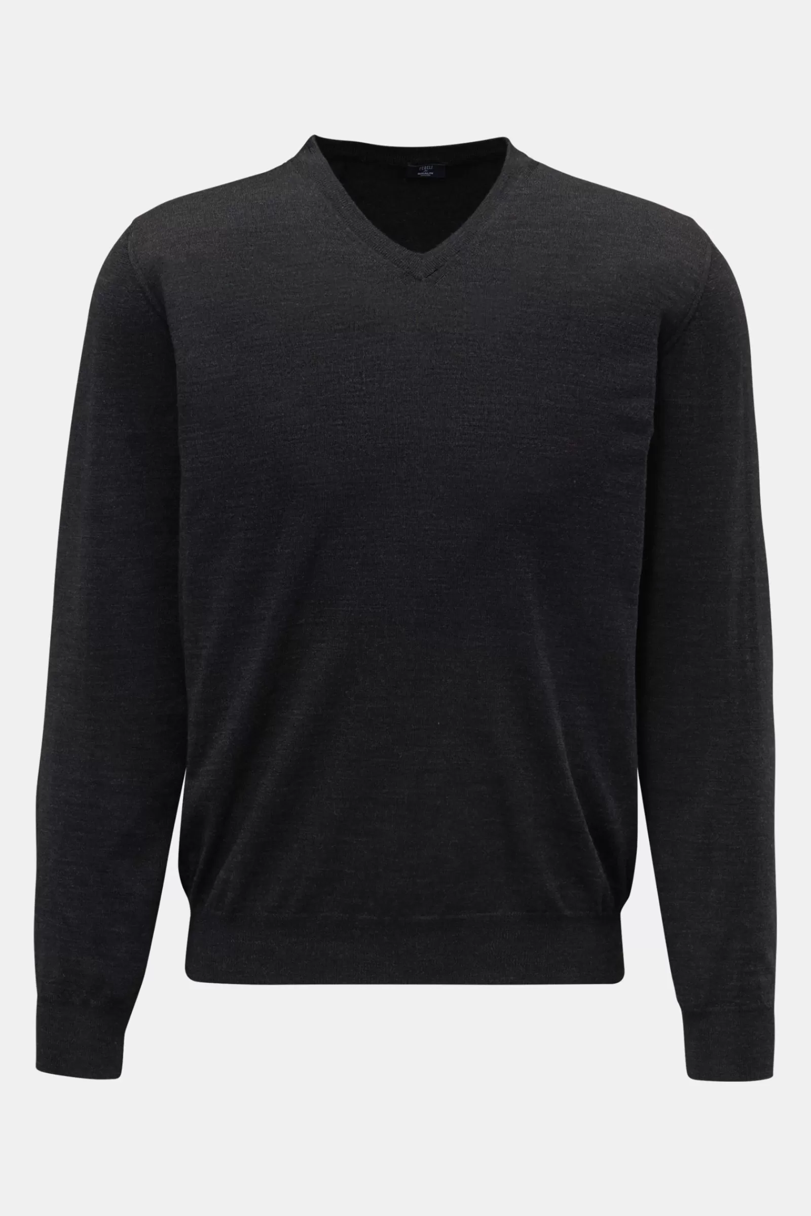 Feinstrick V-Neck Pullover Dunkelgrau^Fedeli Hot