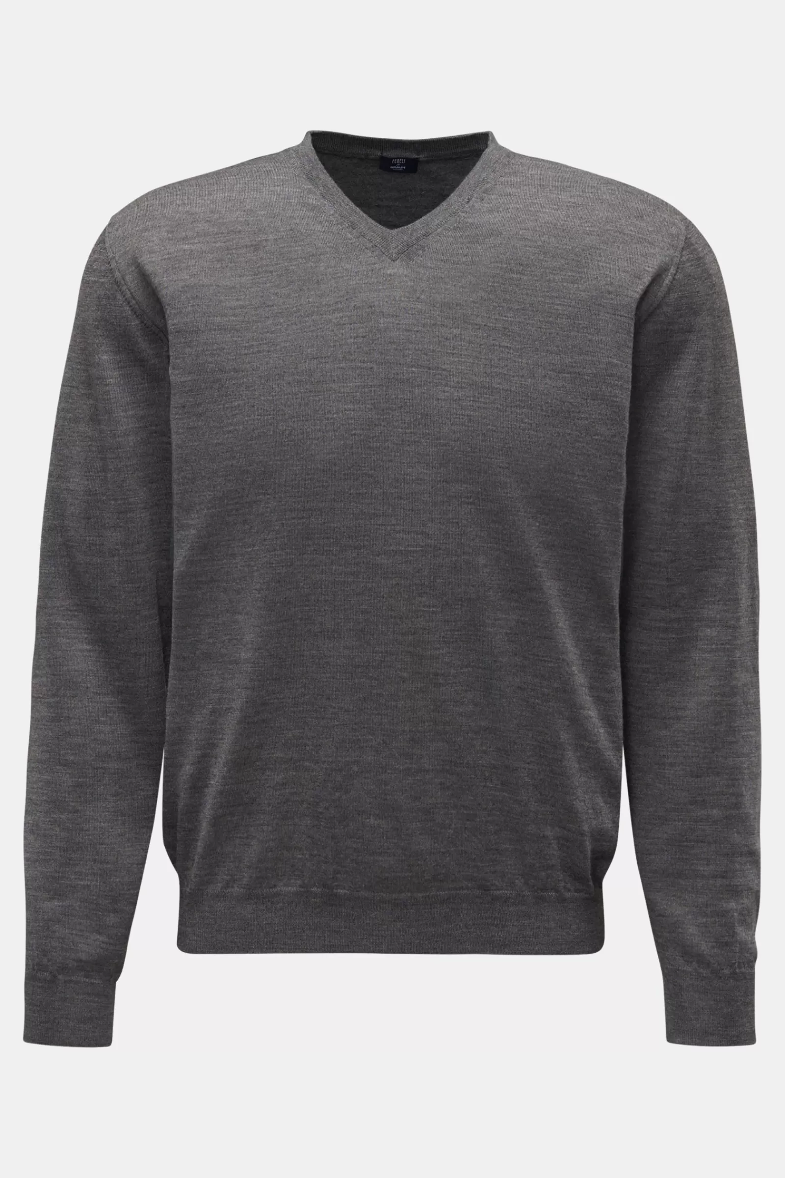 Feinstrick V-Neck Pullover Grau^Fedeli Fashion