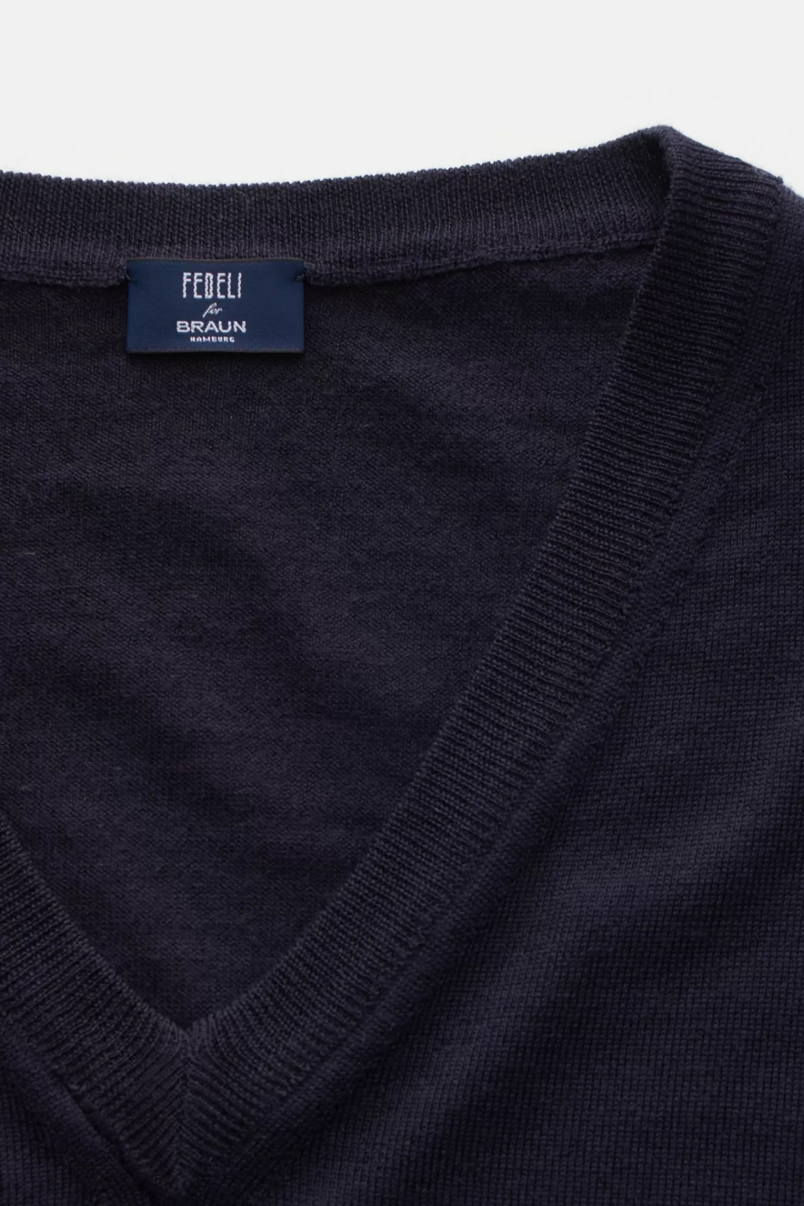 Feinstrick V-Neck Pullover Navy^Fedeli Outlet