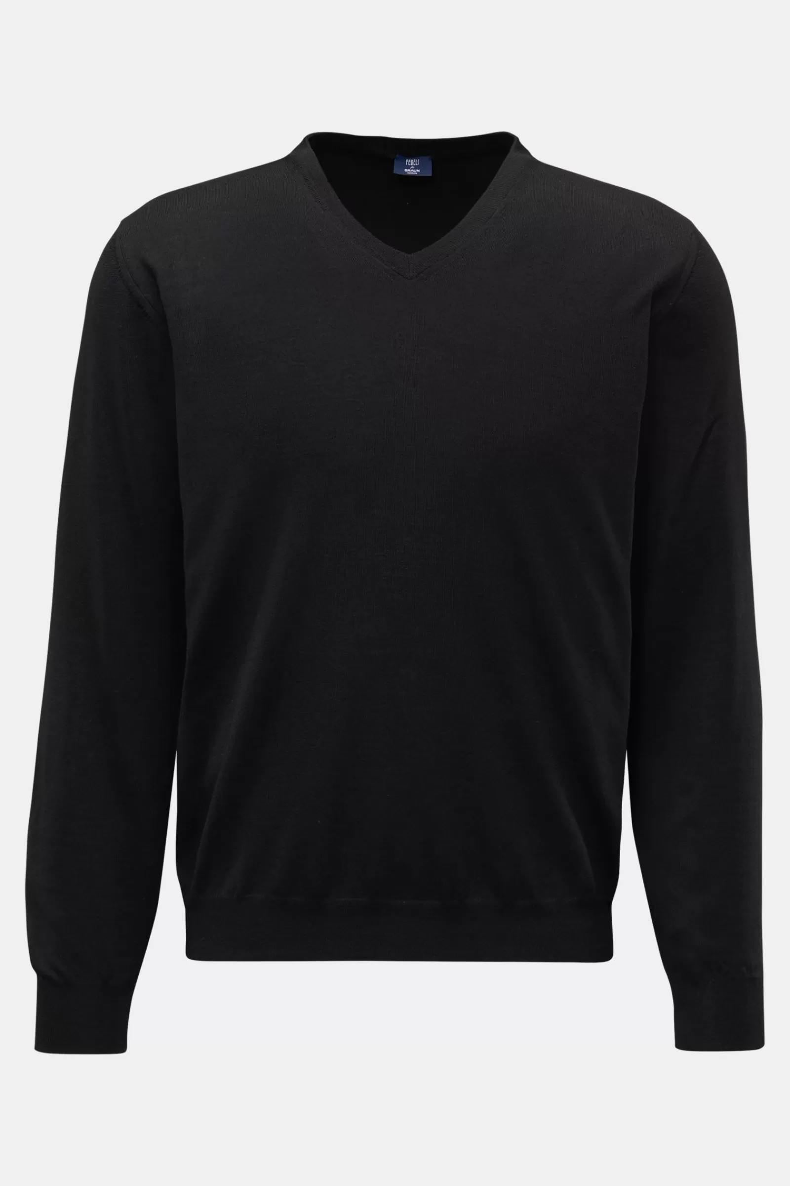 Feinstrick V-Neck Pullover Schwarz^Fedeli Best