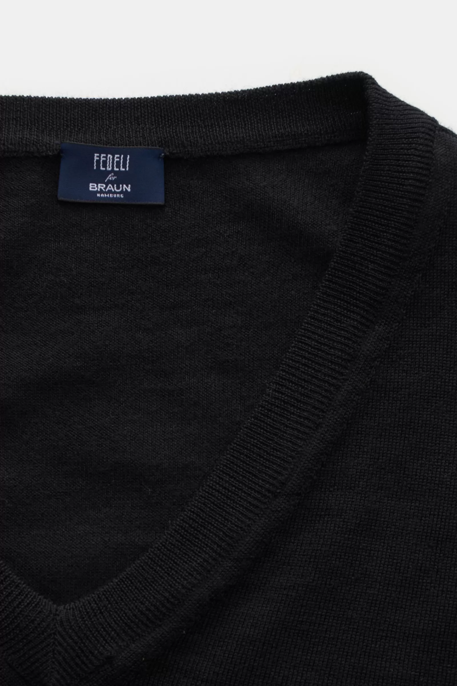 Feinstrick V-Neck Pullover Schwarz^Fedeli Best