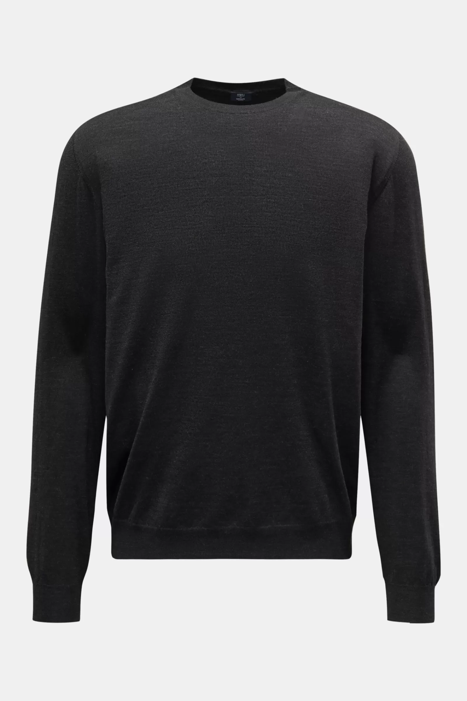 Fine Knit Crew Neck Jumper Anthracite^Fedeli Outlet