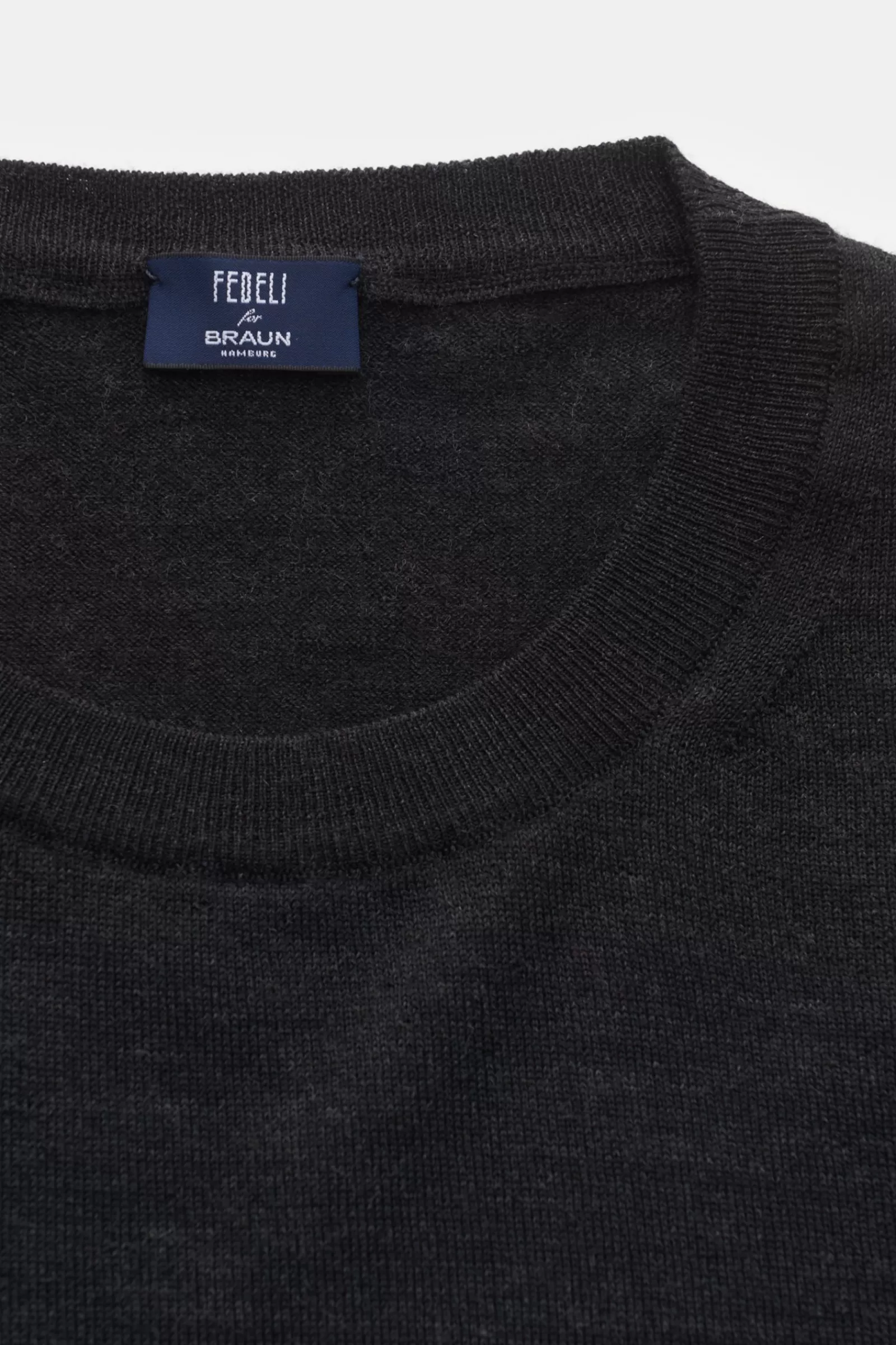 Fine Knit Crew Neck Jumper Anthracite^Fedeli Outlet