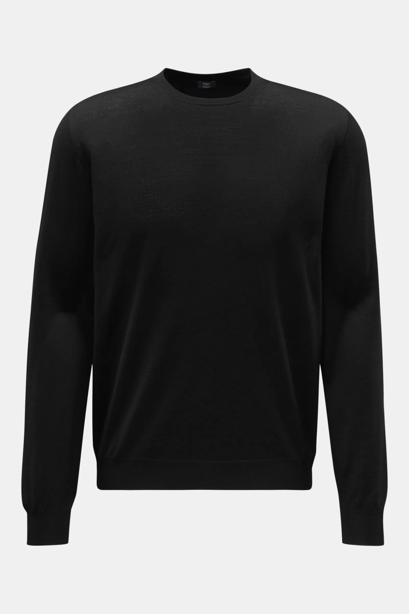 Fine Knit Crew Neck Jumper Black^Fedeli Fashion