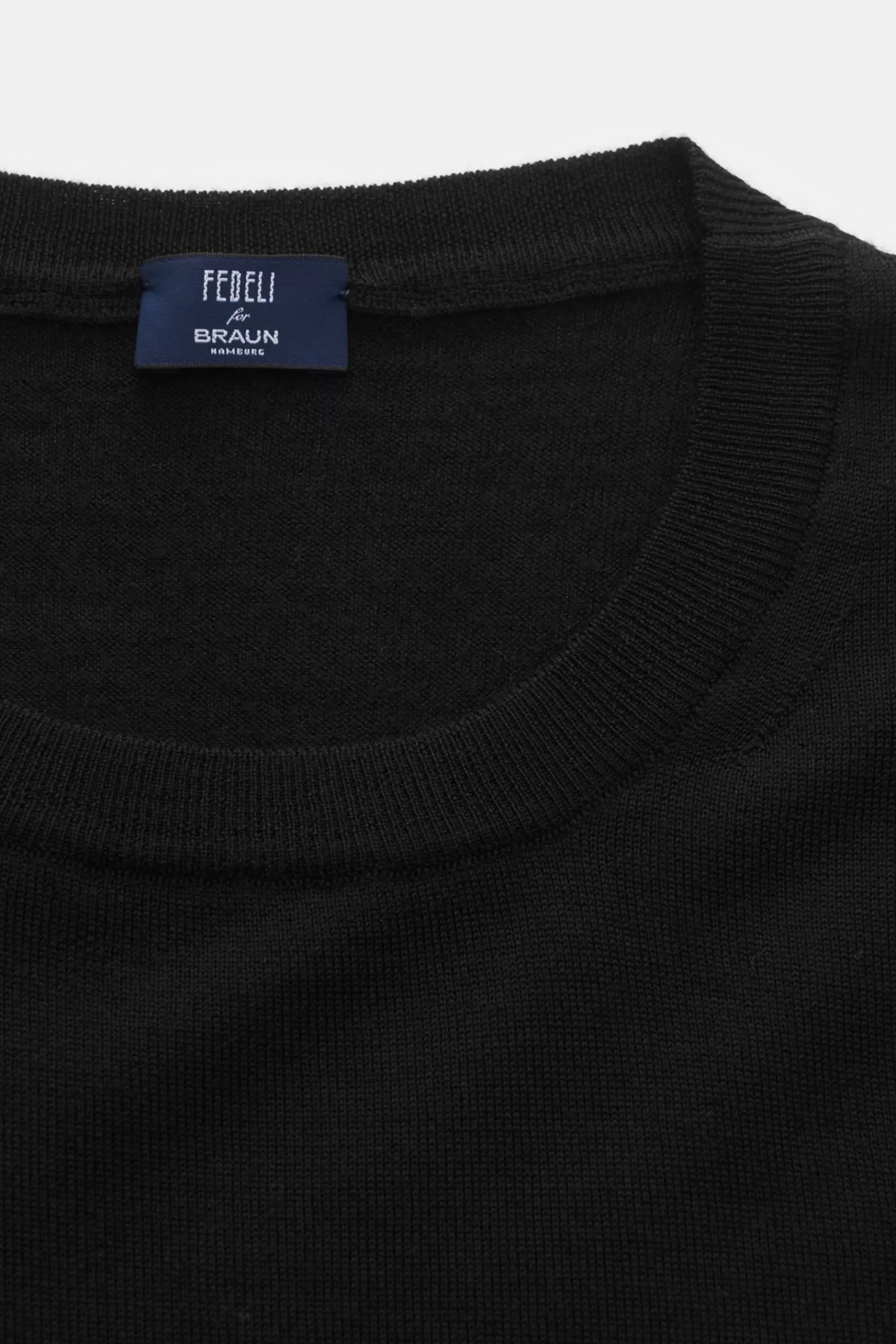 Fine Knit Crew Neck Jumper Black^Fedeli Fashion