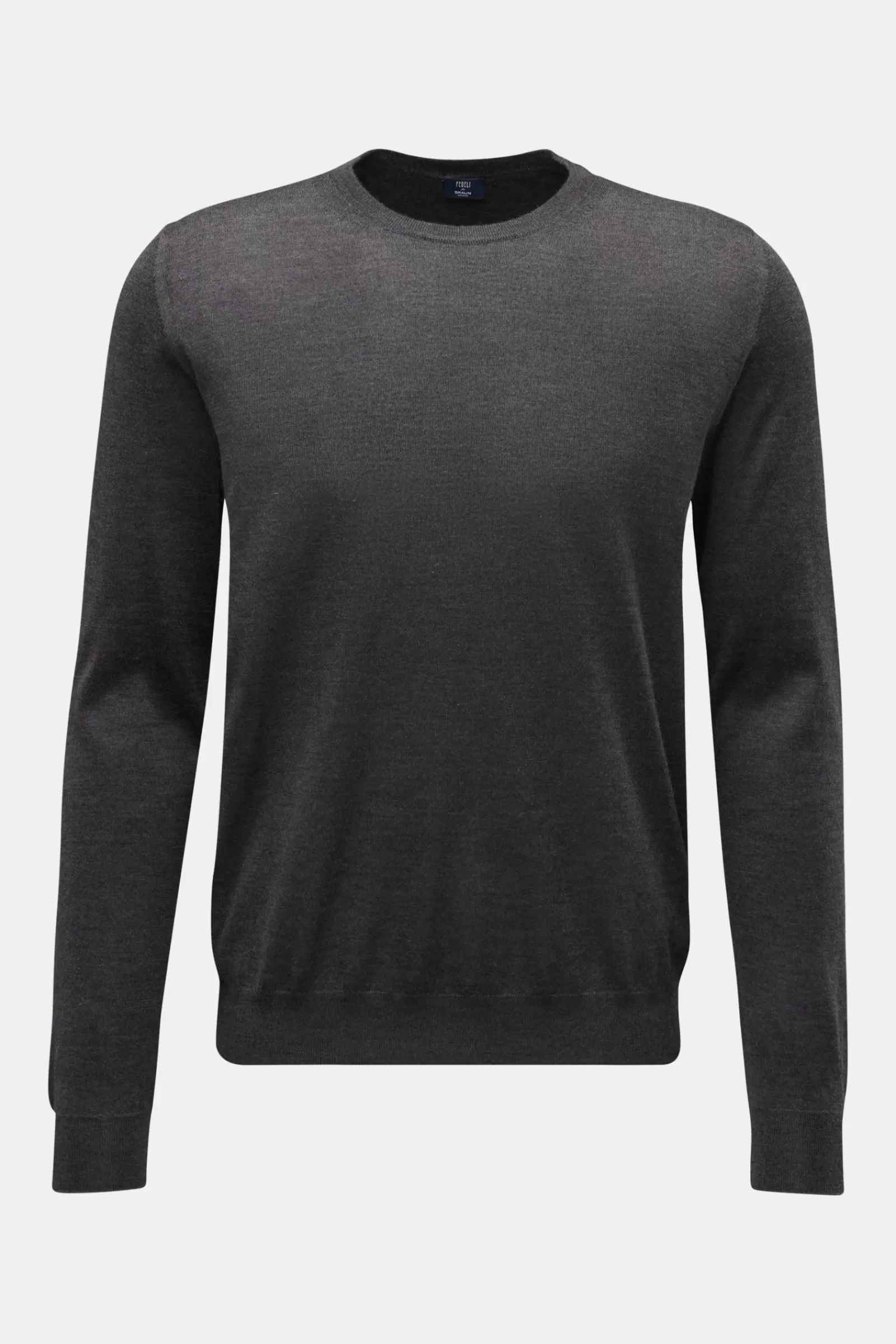 Fine Knit Crew Neck Jumper Dark Grey^Fedeli New