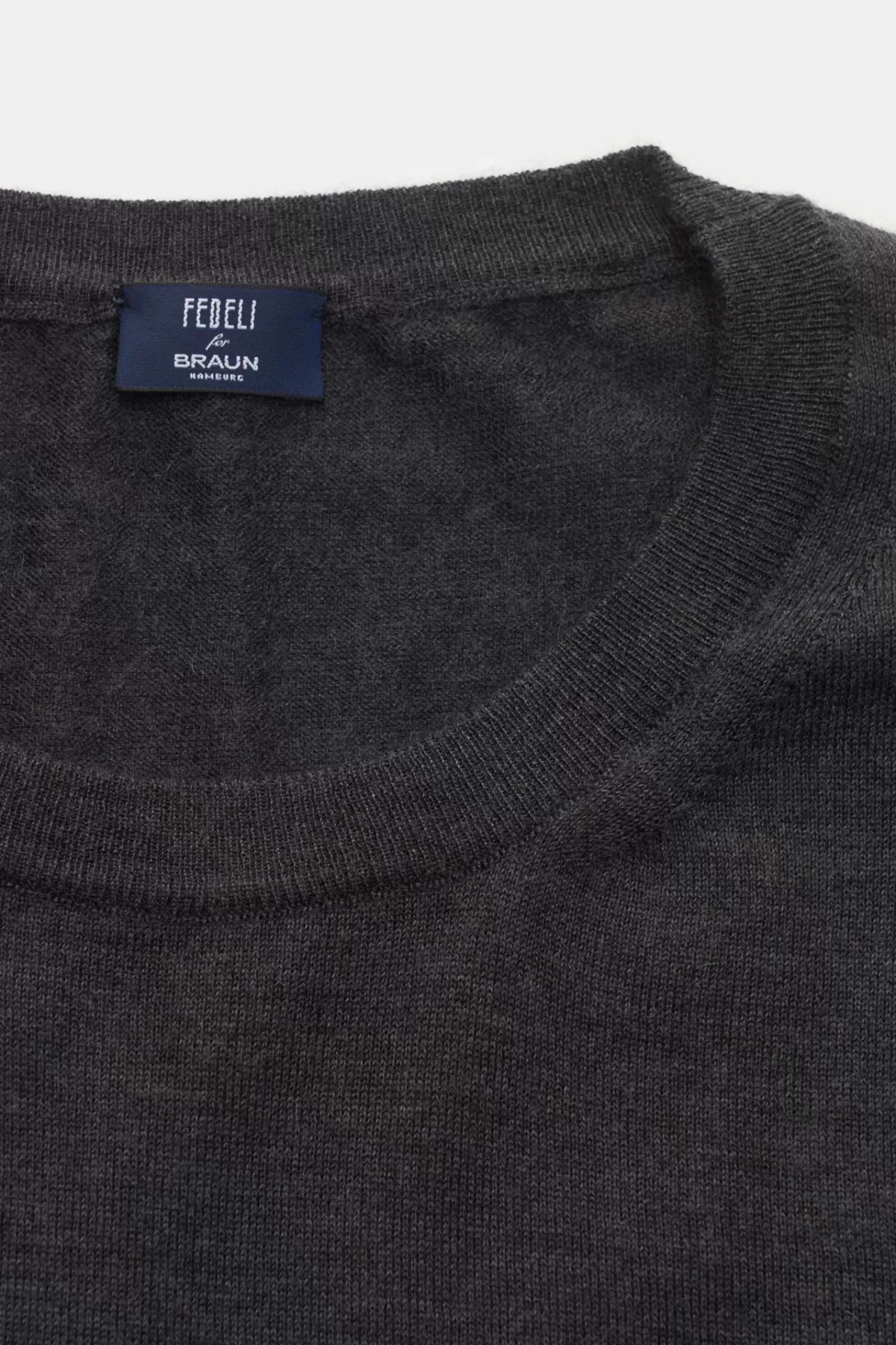 Fine Knit Crew Neck Jumper Dark Grey^Fedeli New