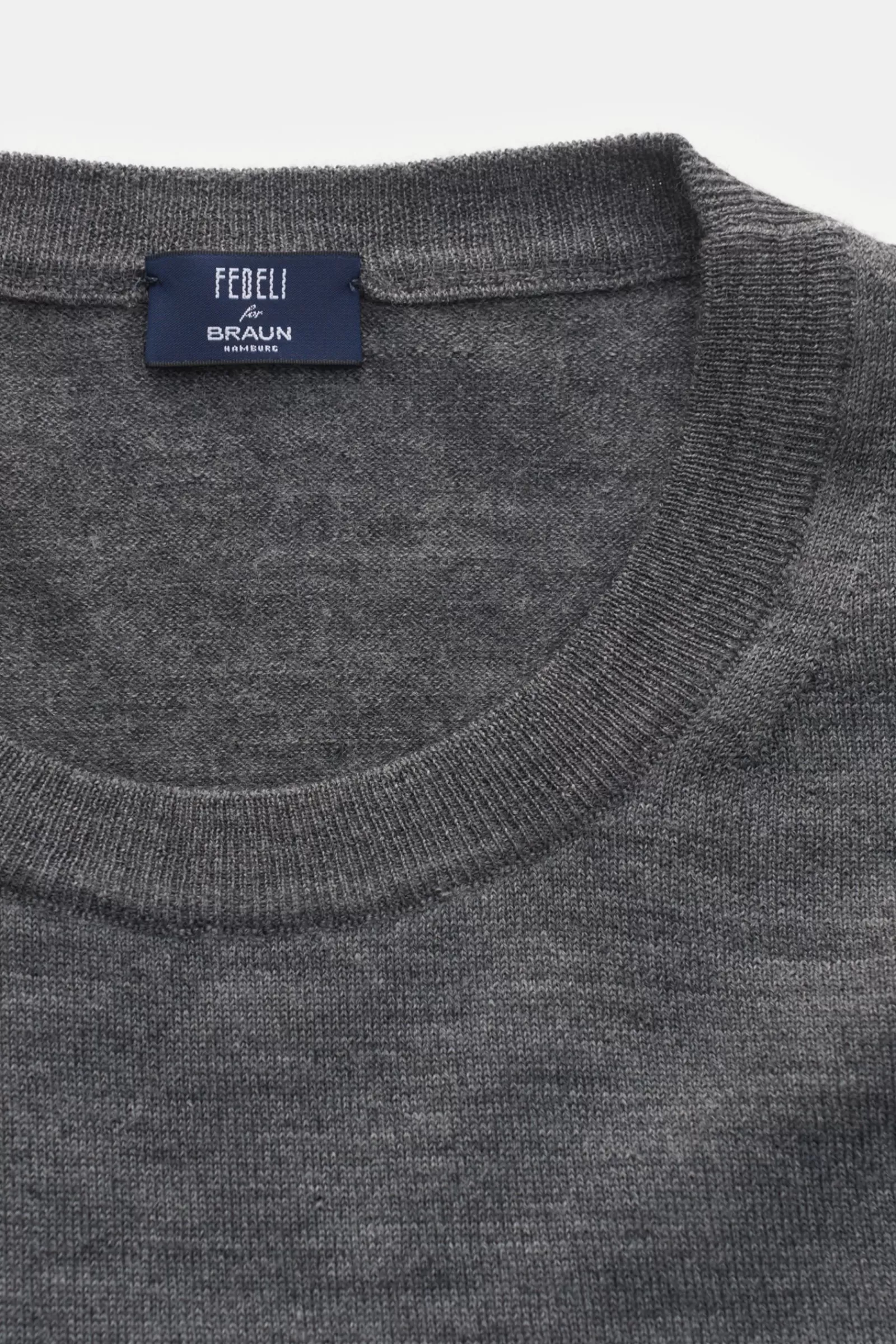 Fine Knit Crew Neck Jumper Grey^Fedeli Cheap