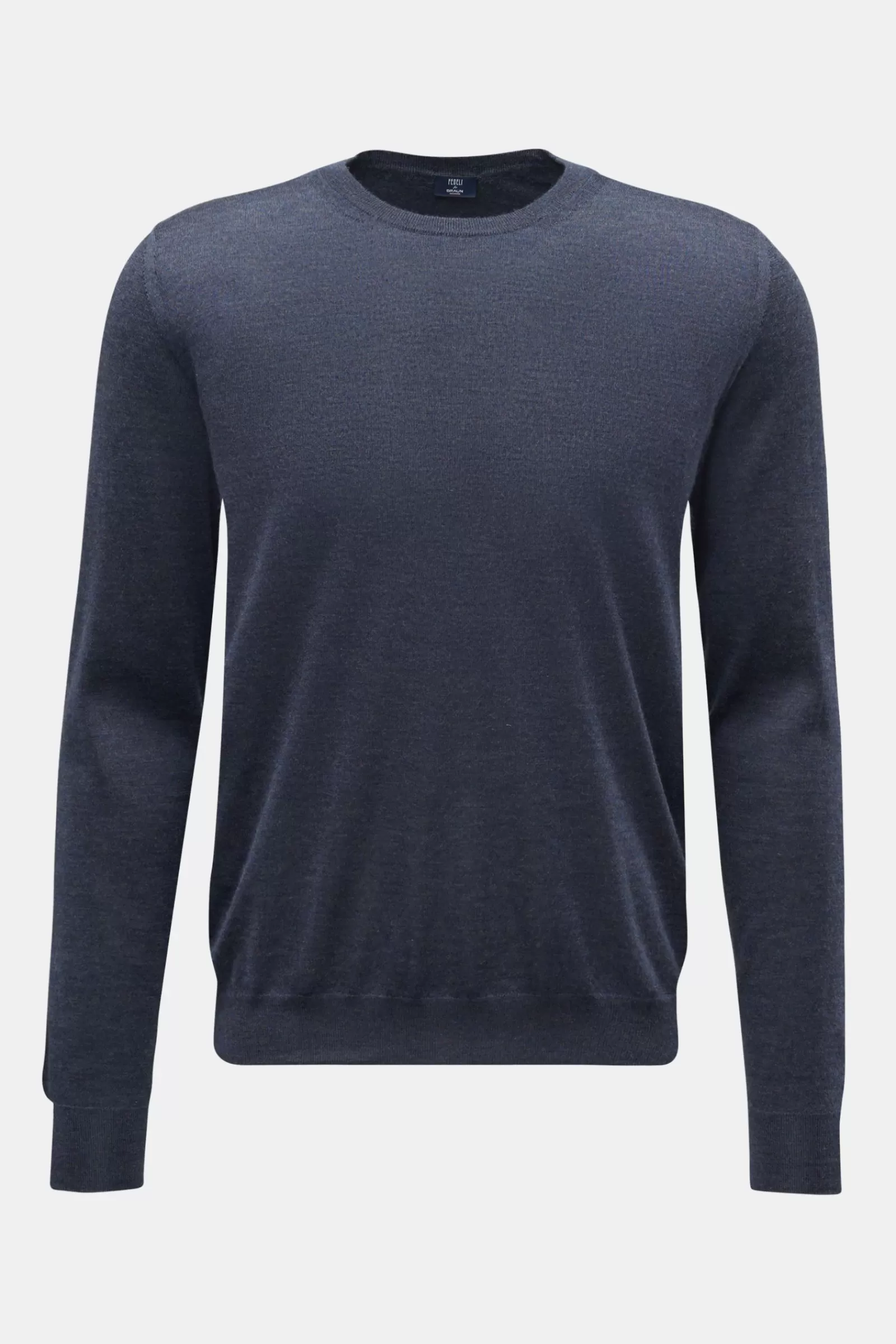 Fine Knit Crew Neck Jumper Grey-Blue^Fedeli Best Sale