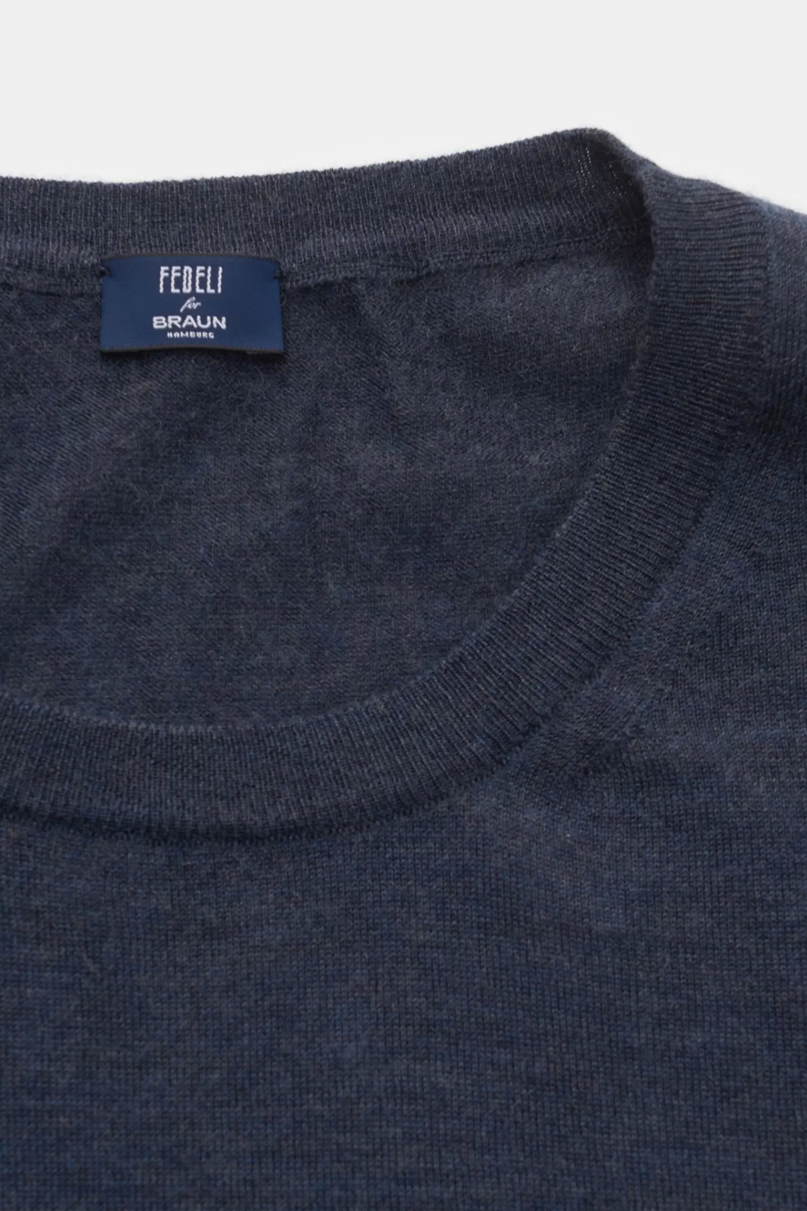 Fine Knit Crew Neck Jumper Grey-Blue^Fedeli Best Sale