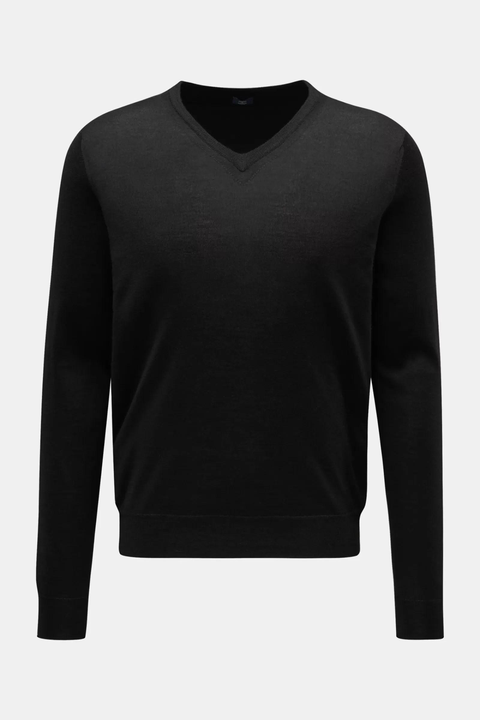 Fine Knit V-Neck Jumper Black^Fedeli Shop