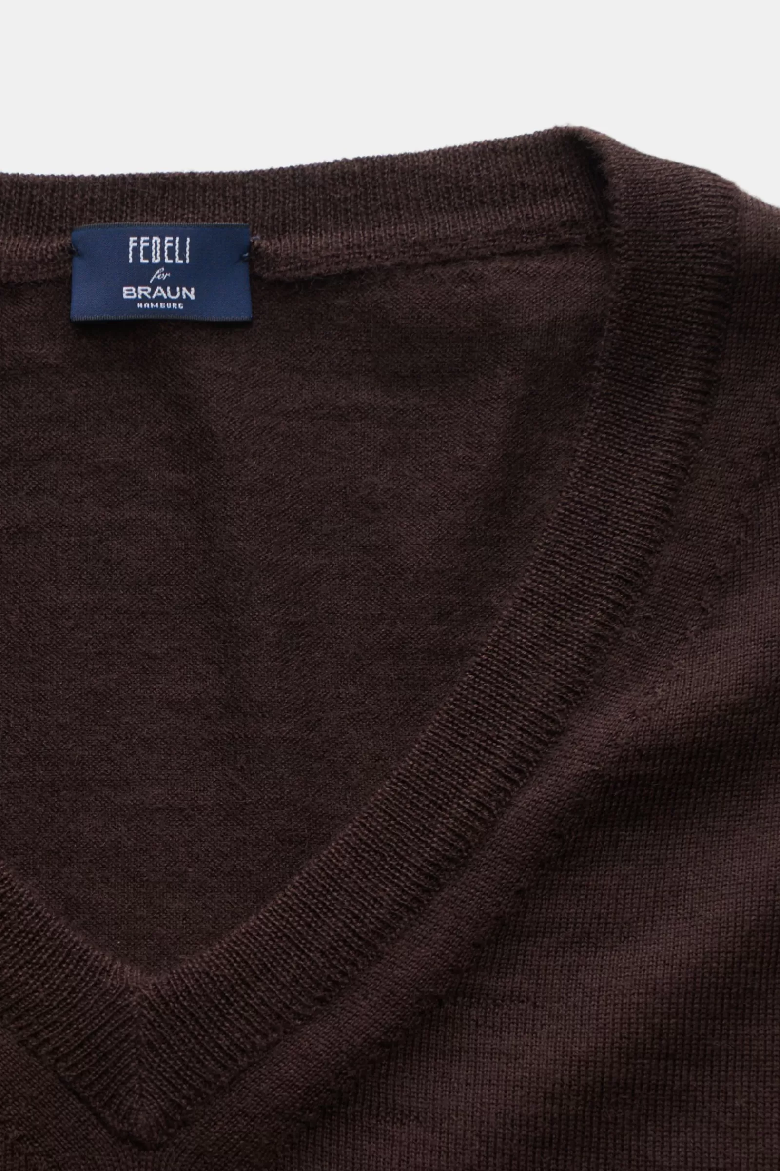 Fine Knit V-Neck Jumper Brown^Fedeli Cheap