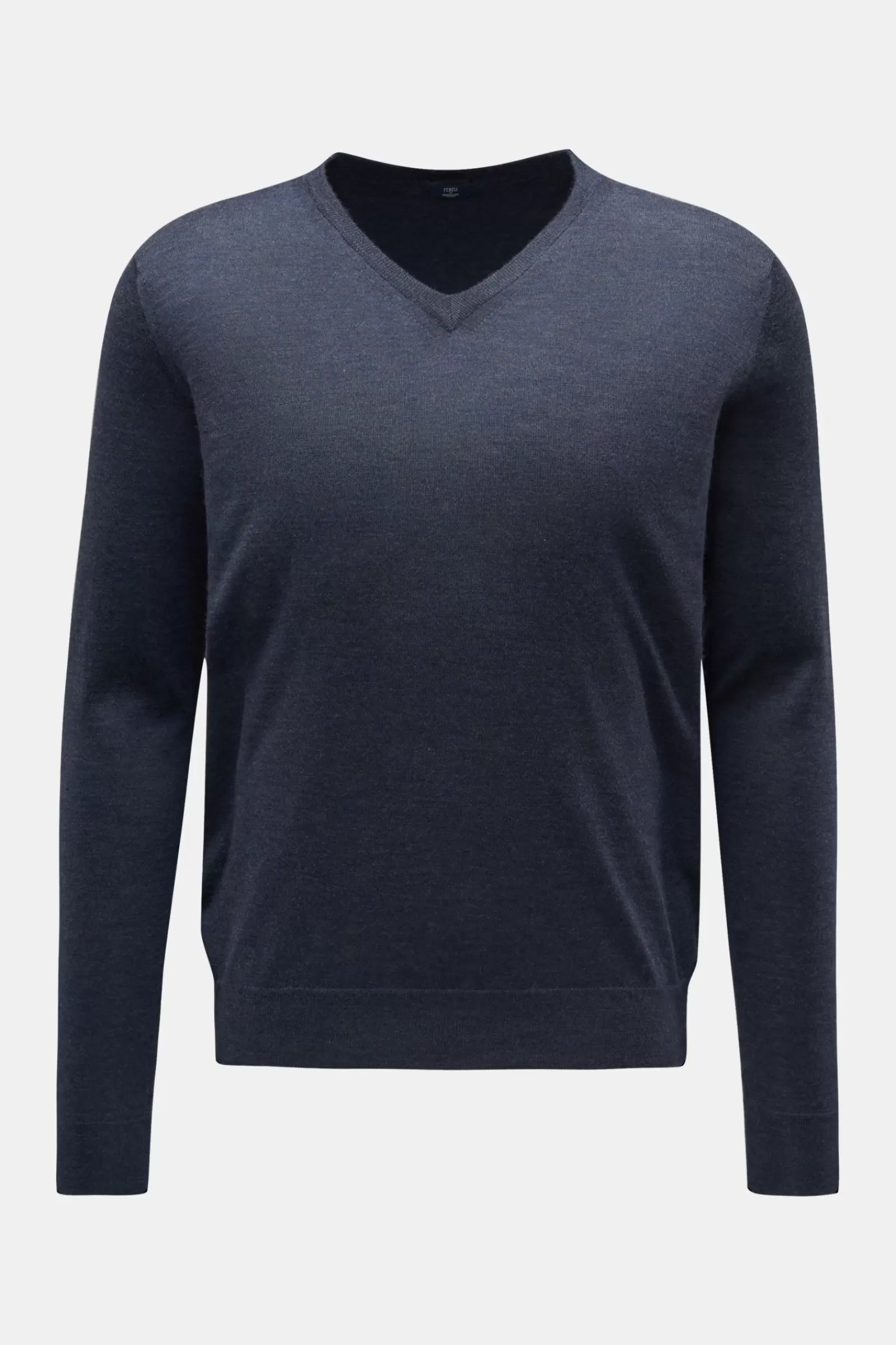 Fine Knit V-Neck Jumper Grey-Blue^Fedeli Clearance