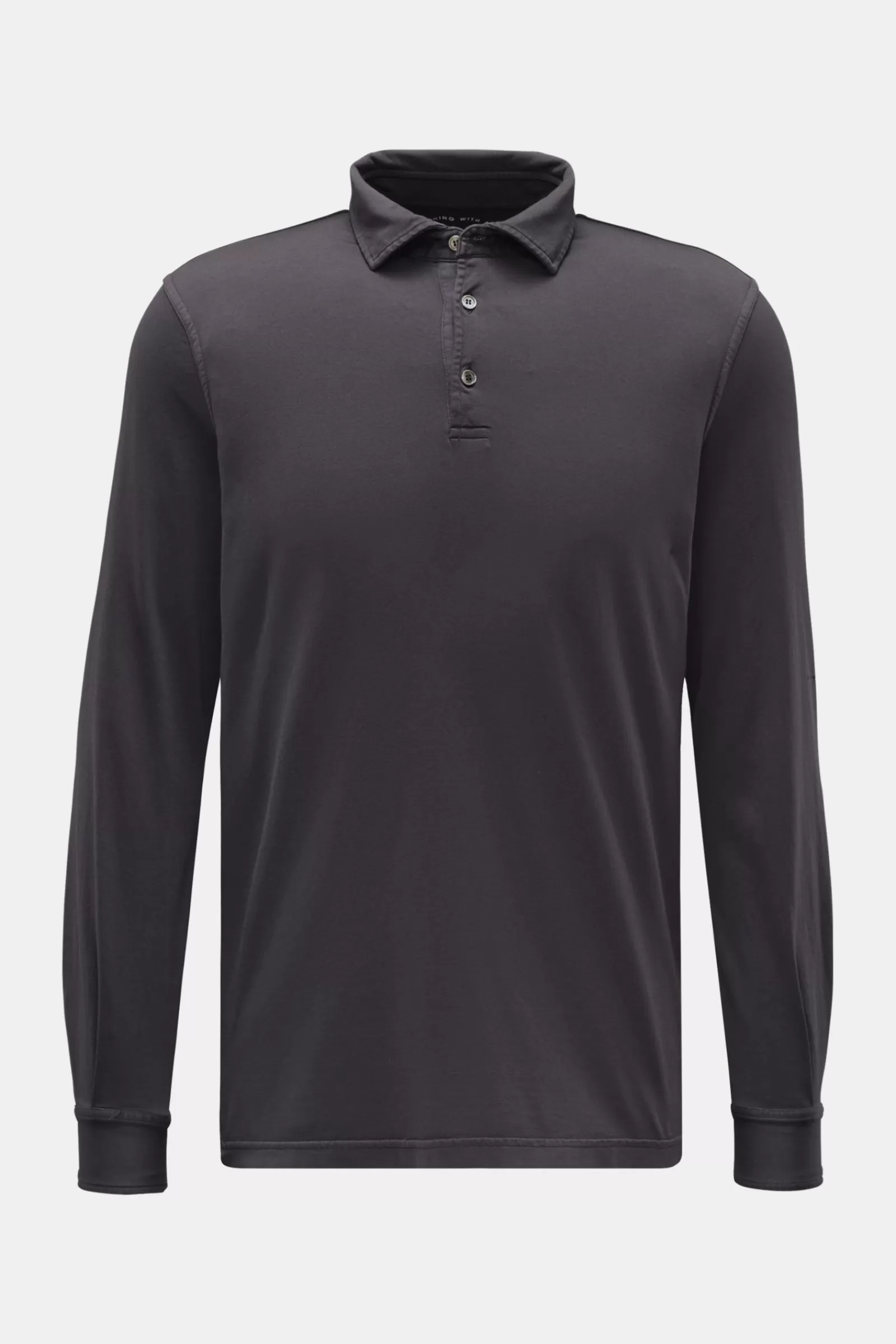 Jersey Long Sleeve Polo Shirt 'Zero' Dark Grey>Fedeli Discount