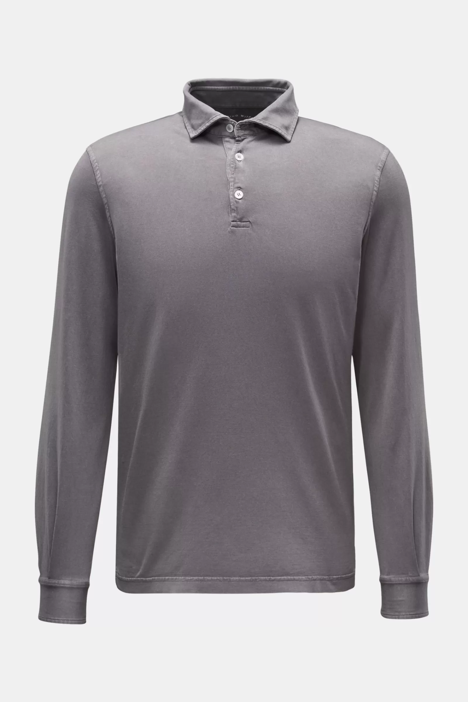 Jersey Long Sleeve Polo Shirt 'Zero' Grey>Fedeli New